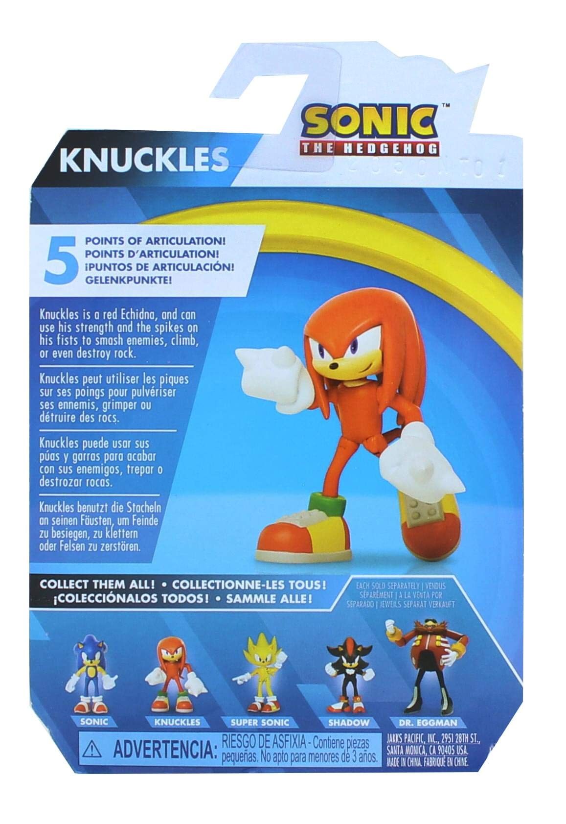 Sonic The Hedgehog Action Figure 2.5 Inch Knuckles Collectible Toy, Red