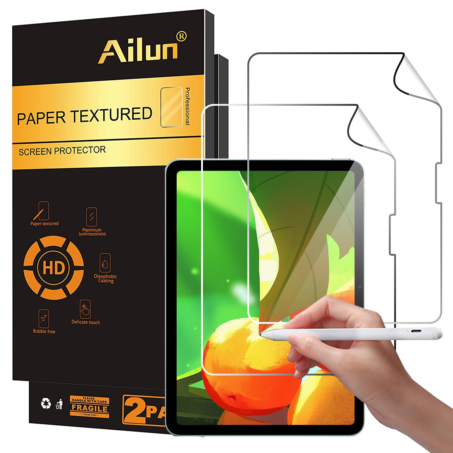 Ailun Paper Textured Screen Protector For Ipad Pro 11 Inch 5Th Generation [2024 Release] 2 Pack Draw And Sketch Like On Paper Te