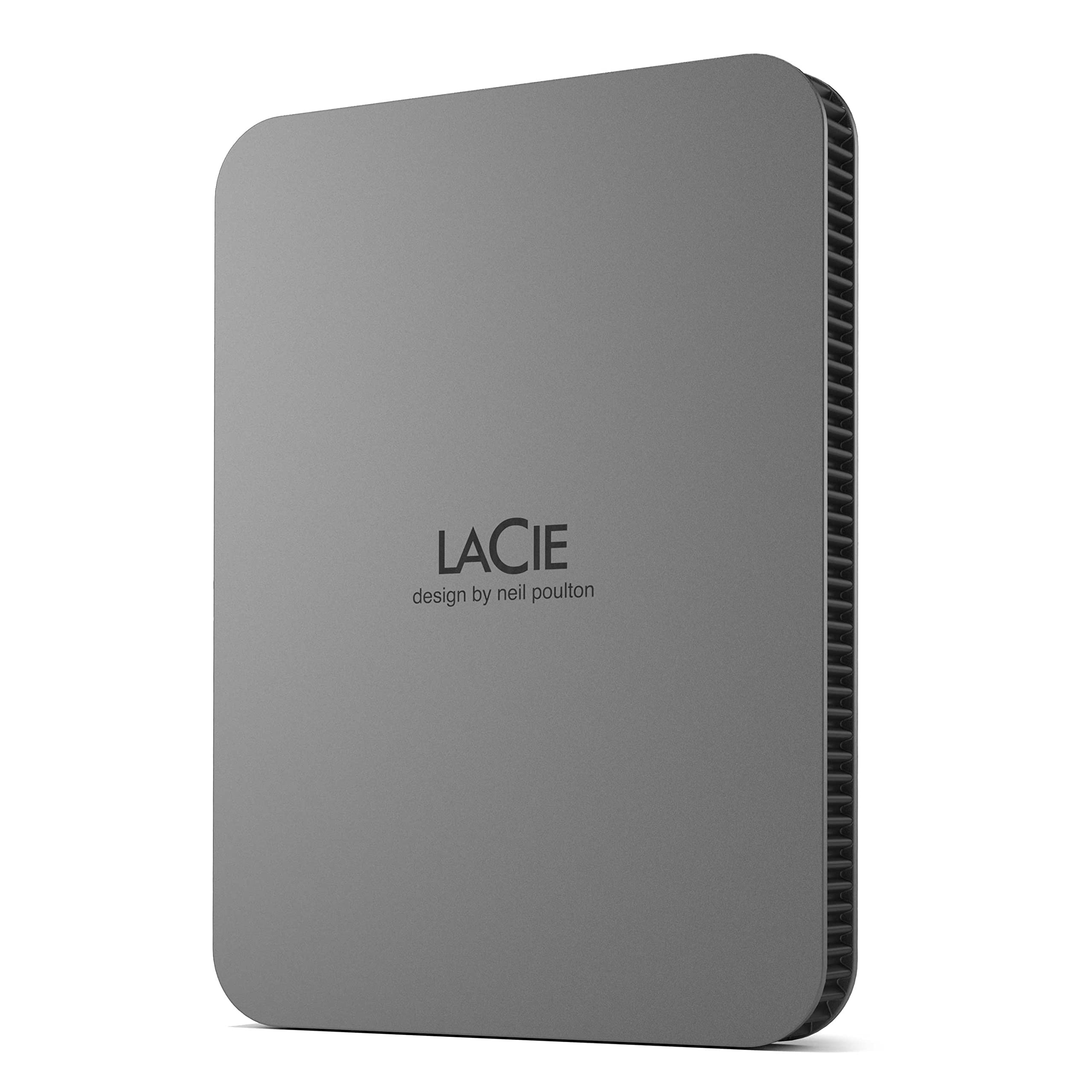 Lacie Mobile Drive 4Tb External Hard Drive Portable Hdd - Moon Silver, Usb-C 3.2, For Pc And Mac, Post-Consumer Recycled, With A