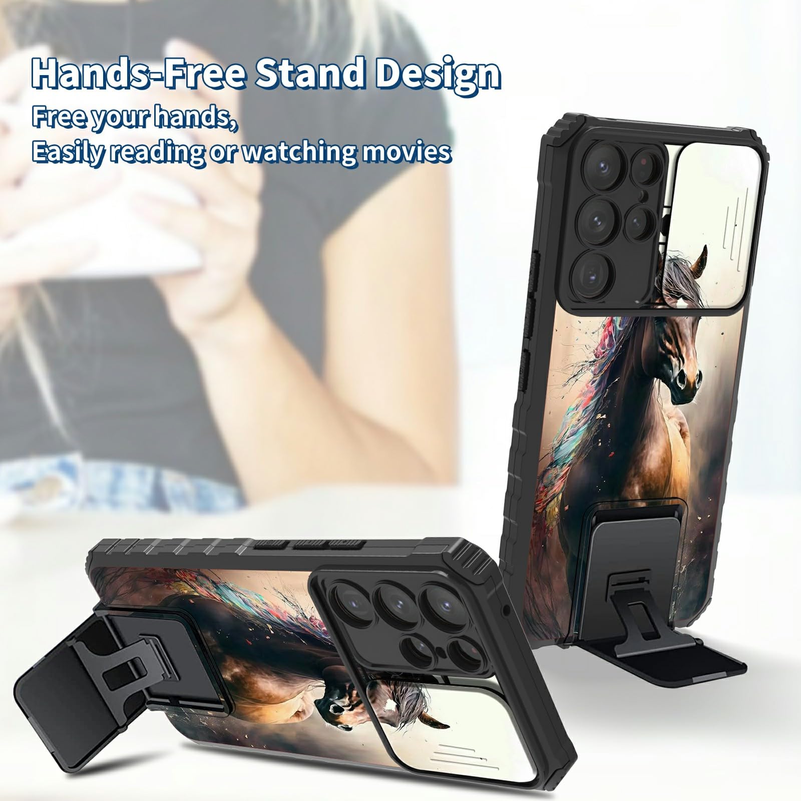 Bfserobj For Samsung Galaxy S25 Ultra Case With Kickstand And Camera Cover Dual Layer Hard Pc + Soft Tpu Shock Proof Protective