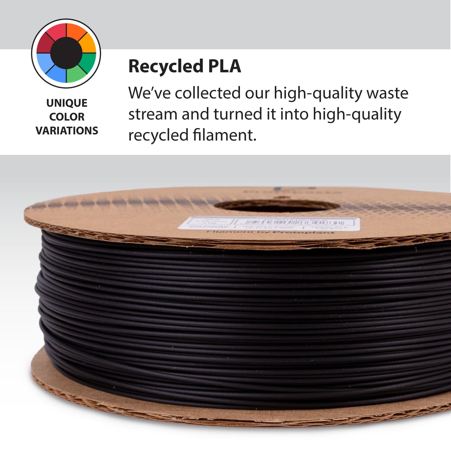 Protopasta 3D Printer Filament | Pla Filament 1.75Mm | Black Recycled Pla | 1Kg Spool