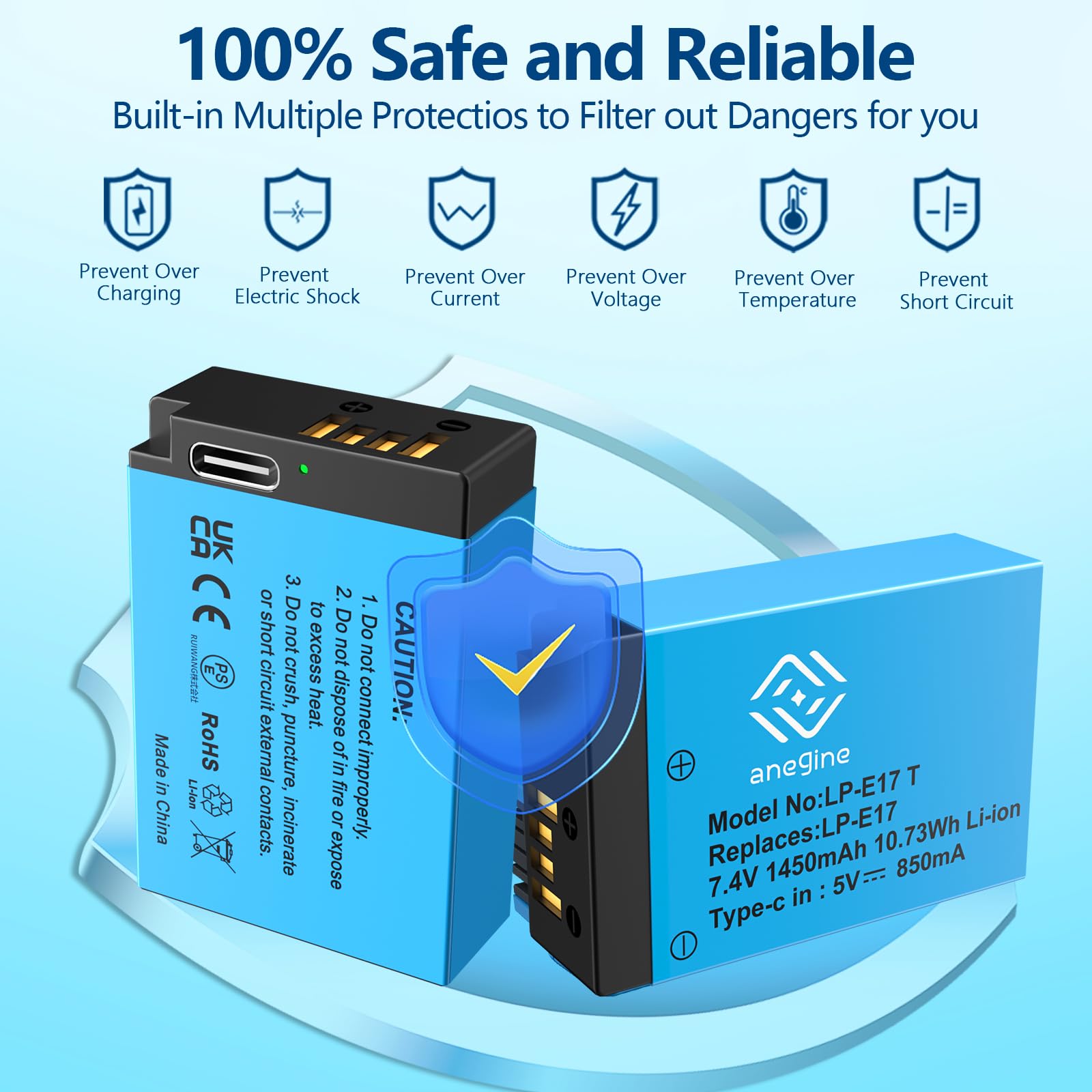 Anegine Lp E17 Battery 1450Mah And 2 In 1 Usb C Charging Cable For Canon Eos R10/R50/Rp/R8, Rebel Sl3/Sl2/T8I/T7I/T6I/T6S, Eos M