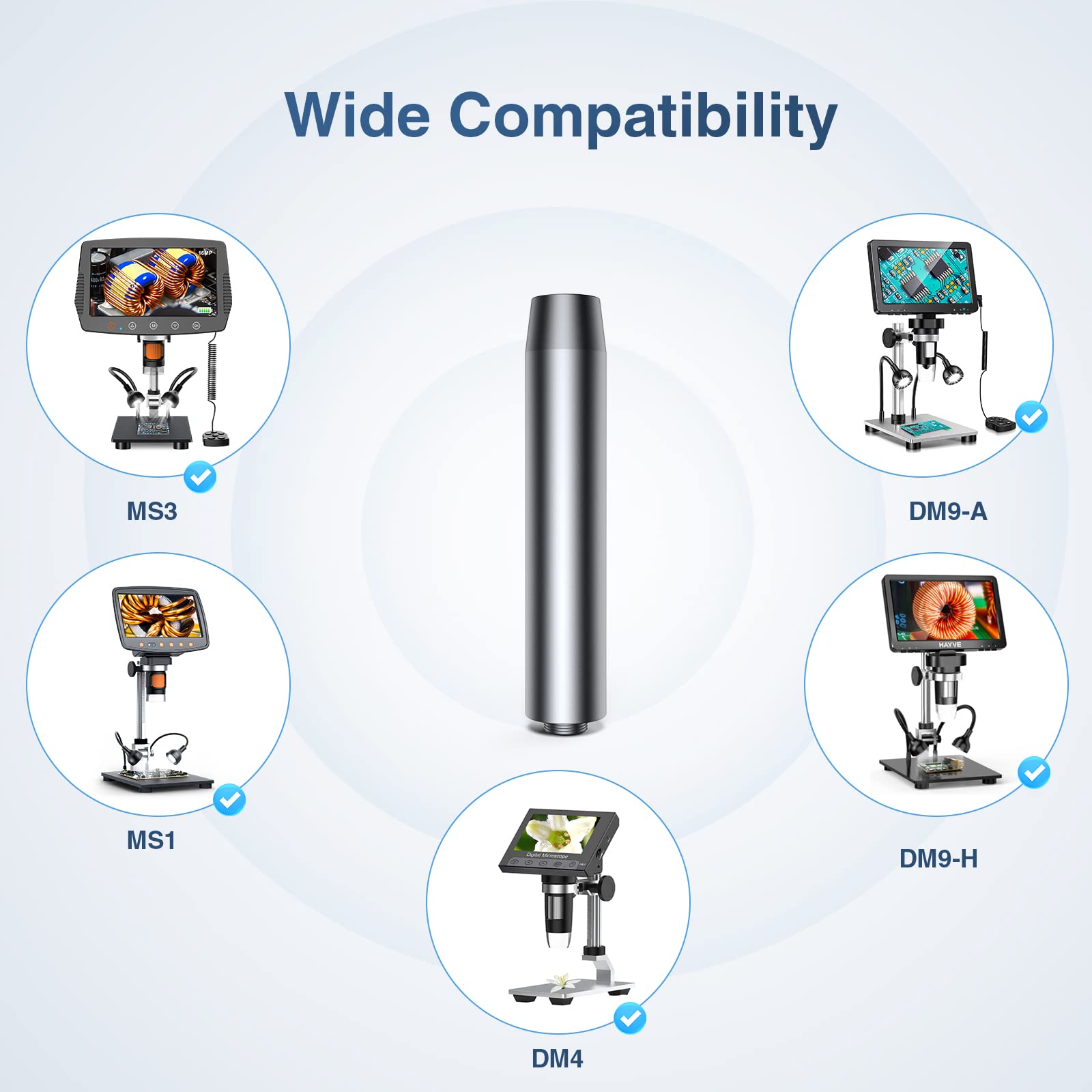 Hayve Digital Microscope Extension Tube, 6Inch Longer Extender Metal Pole For Larger View, View Entire Coin,Compatible With Mode
