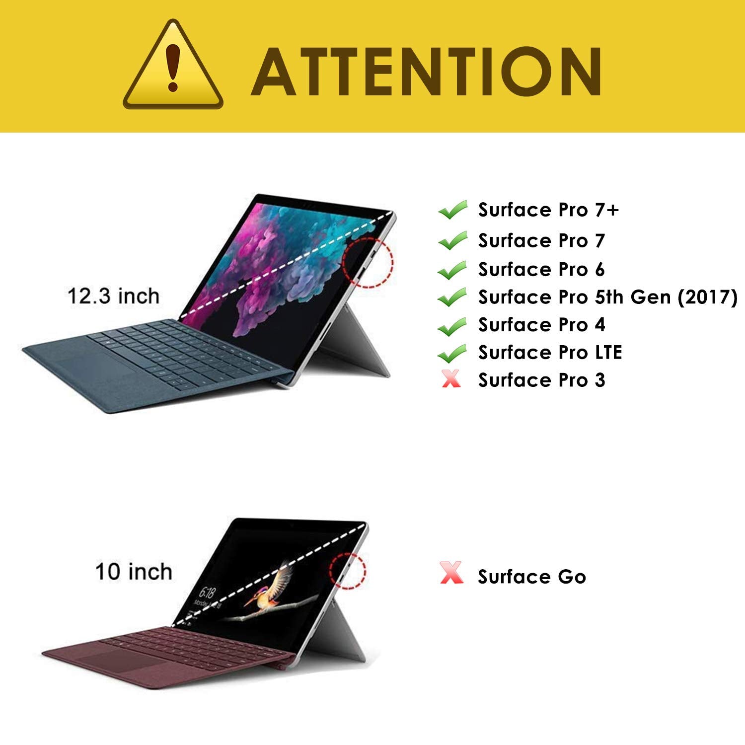 MoKo Case Fit Microsoft Surface Pro 7 / Pro 6 / Pro 5 / Pro 2017 / Pro 4 / Pro LTE, All in One Protective Rugged Cover Case with Pen Holder, Hand Strap, Compatible with Type Cover Keyboard, Black