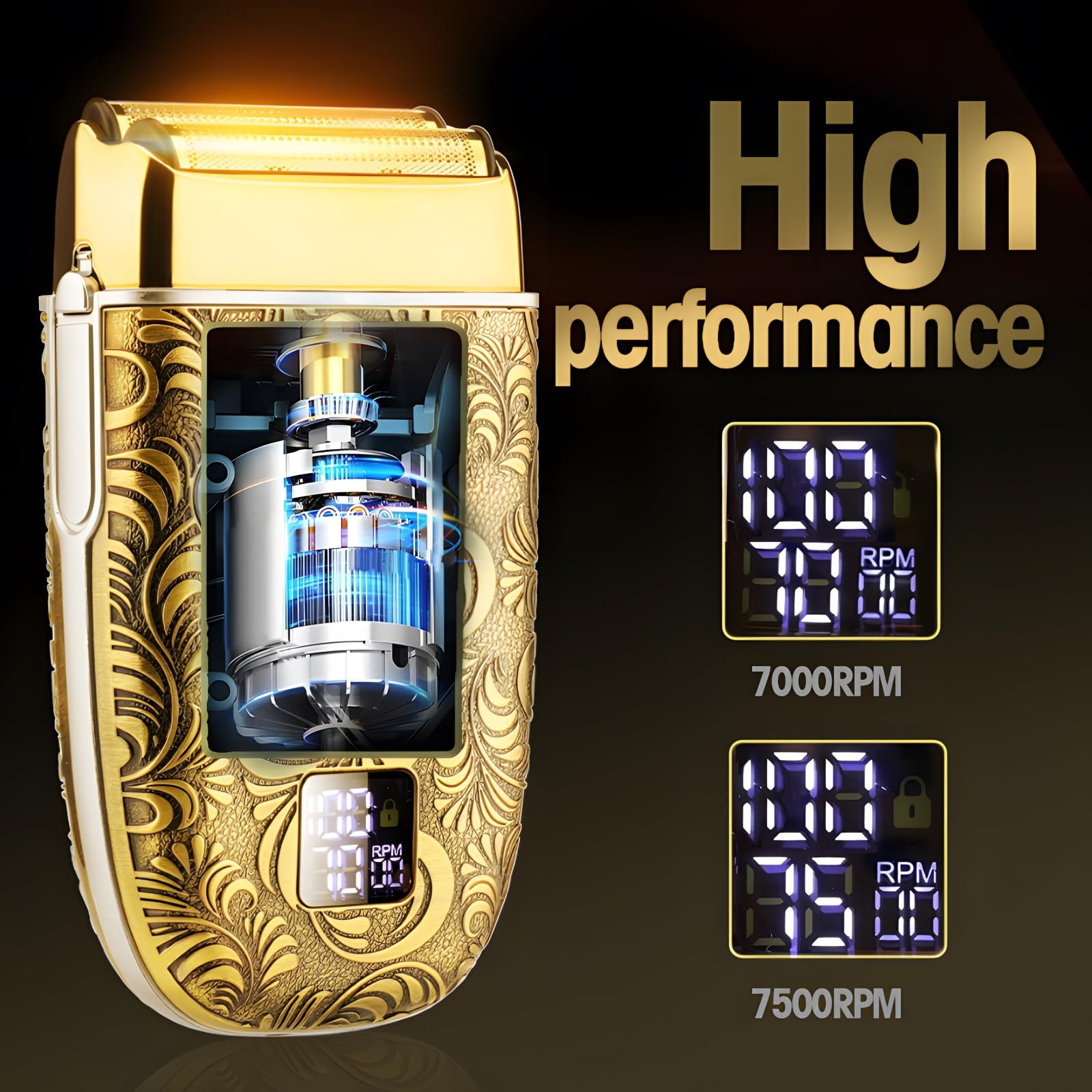 Comozon Electric Shavers For Men, Adjustable Speed Double Foil Shaver For Beard& Bald Head, Waterproof Big Capacity Battery Rech