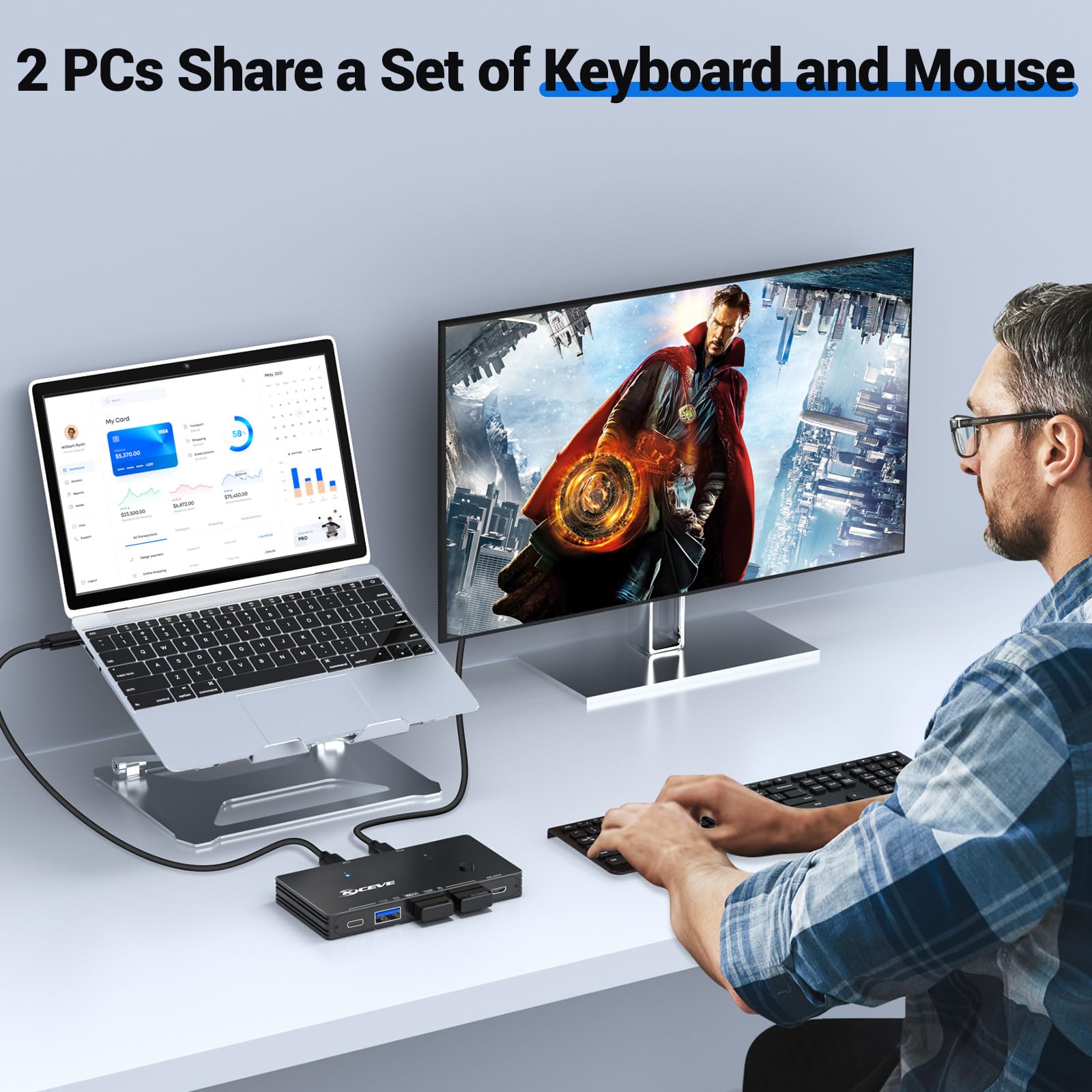 10Gbps Usb Switch 2 Computers Share 4 Usb 3.2 Gen 2 Ports, Mleeda Usb Switcher Selector For Pc Laptop Keyboard Mouse Webcam Port