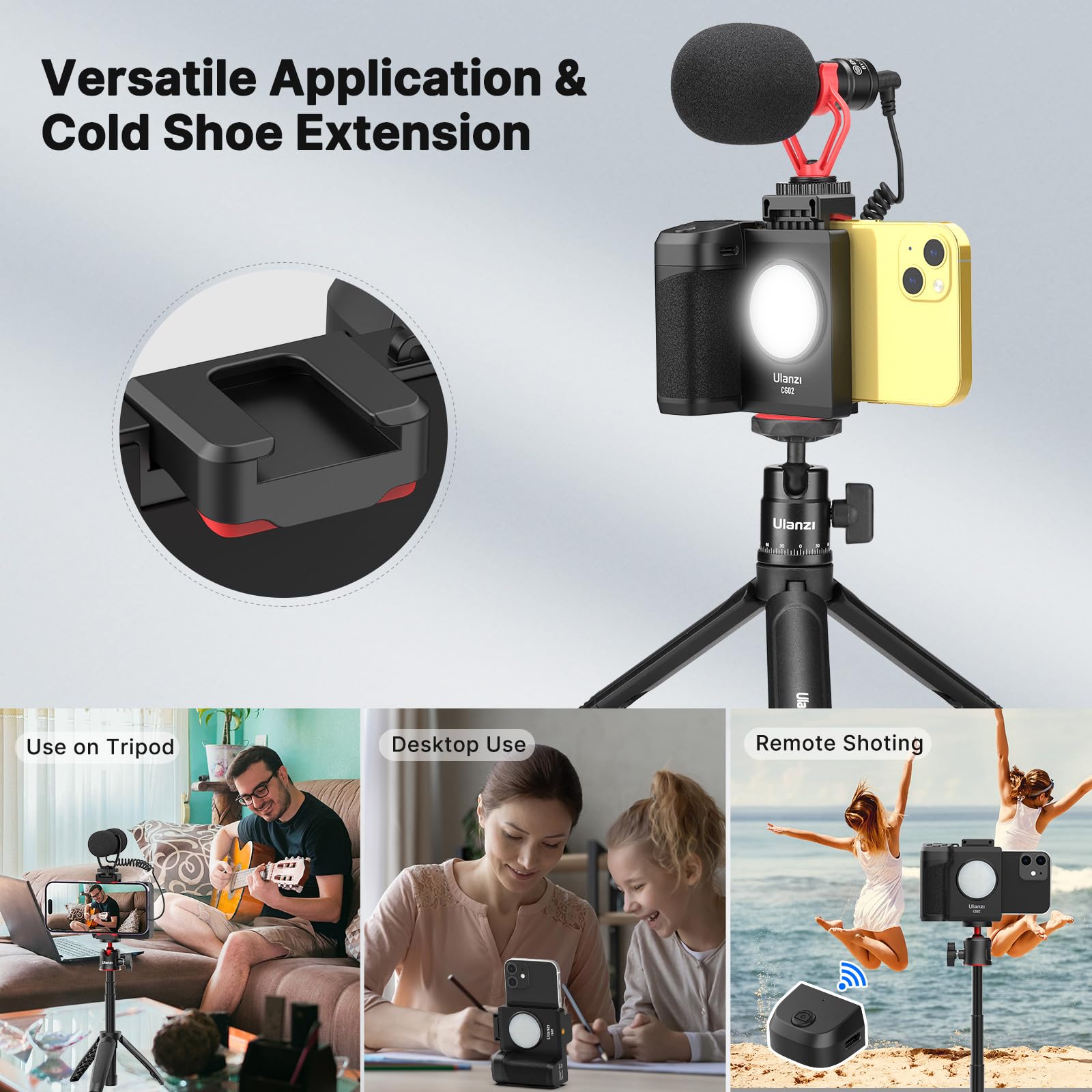 Cg-02 Grip Holder For Smartphone Upgraded Phone Camera Grip W Remote Shutter Handheld Tripod Mount Fill Light Handheld Photograp