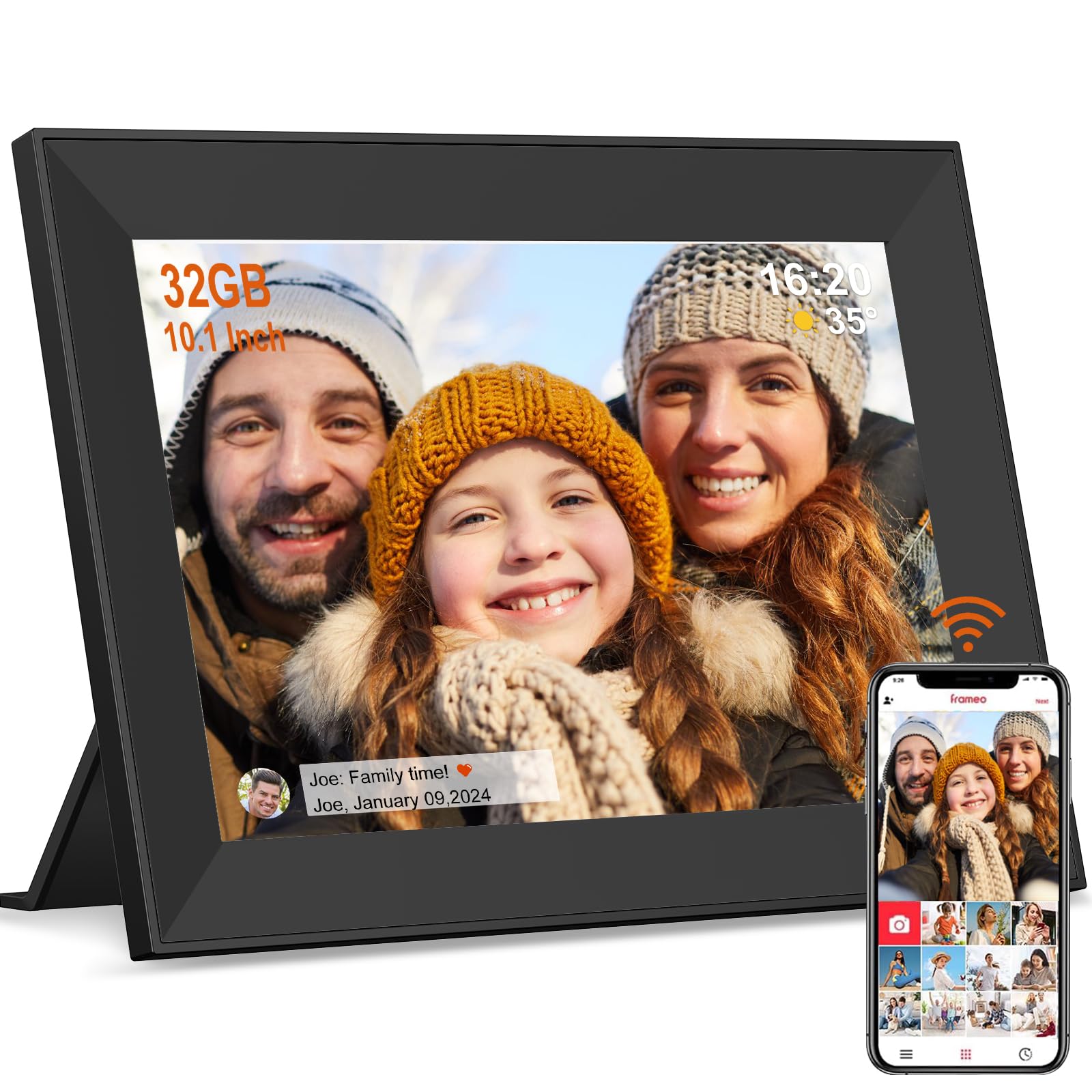 Frameo Digital Picture Frame Wifi 10.1 Inch Digital Photo Frame Auto Rotate & Slideshow Electronic Picture Frame 32Gb Hd Ips Tou