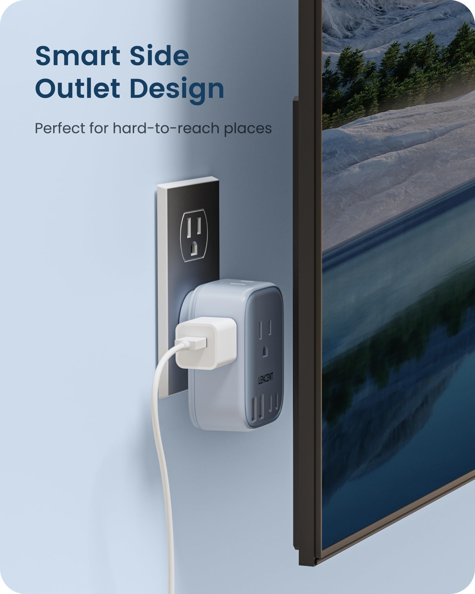 Lencent Multi Plug Outlet Extender With Usb, 4 Ac Electrical Outlet Expander With 4 Usb Charger Cube(2 Usb C), Small Multiple Wa