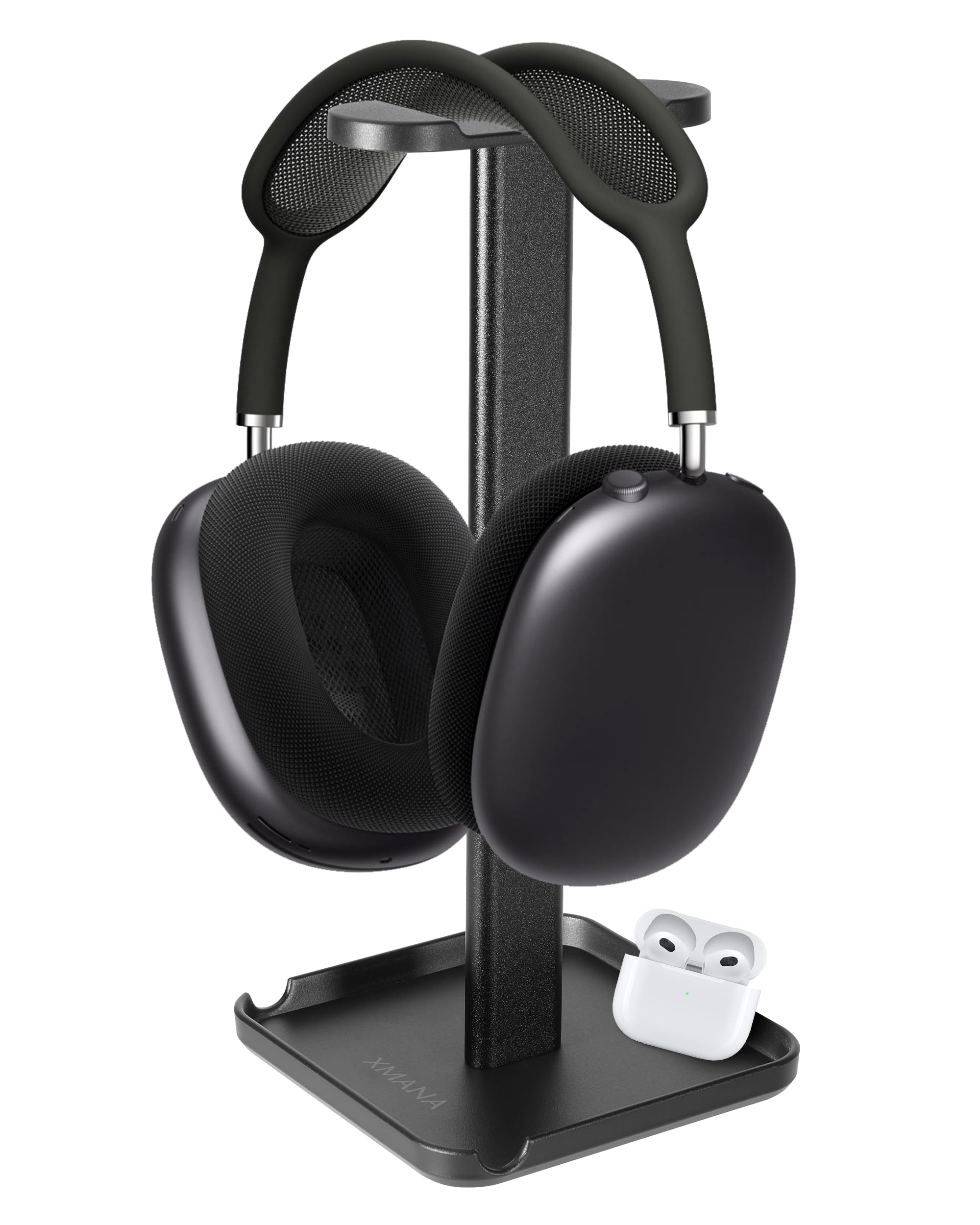 Xmana 2 In 1 Aluminum Headphone Stand & Phone Holder Rack   Sleek, Sturdy & Ergonomic Design Gaming Headset Stand For Desk Organ