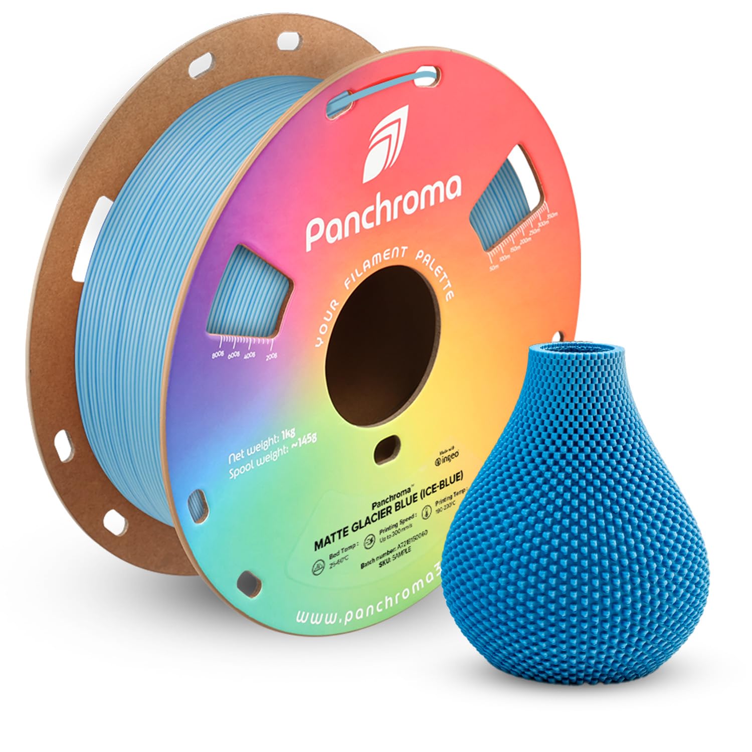 Polymaker Panchroma Dual Color Matte PLA Filament, Matte Glacier Blue (Ice-Blue) 1.75mm 3D Printing Filament, 3D Printer PLA Fil