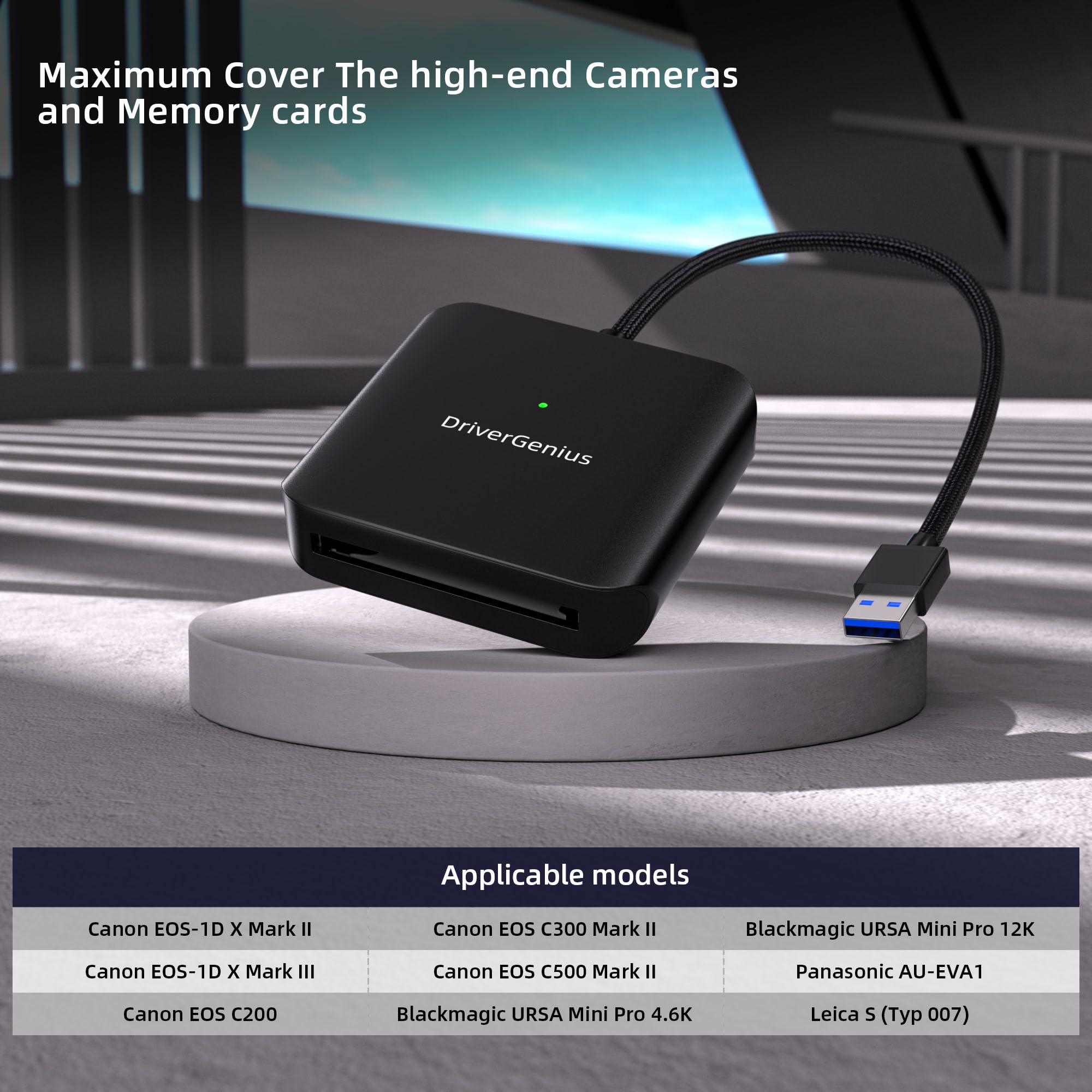 Drivergenius Cfast 2.0 Card Reader With Usb 3.0 &Usb C, 30Cm/0.98Ft Nylon Braided Cable, For Professional Photographers And Videographers (Metal, Hb083 A)