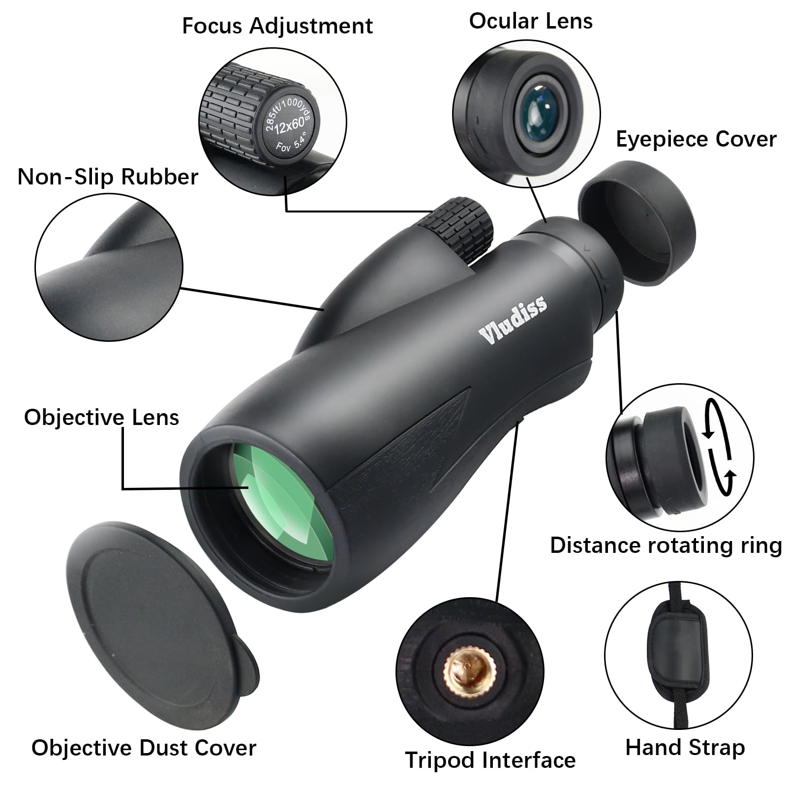 12X60 High Power Monocular Telescope With Smartphone Holder And Tripod, Large Vision With Bak 4 Prism And Fmc Lens Suitable For