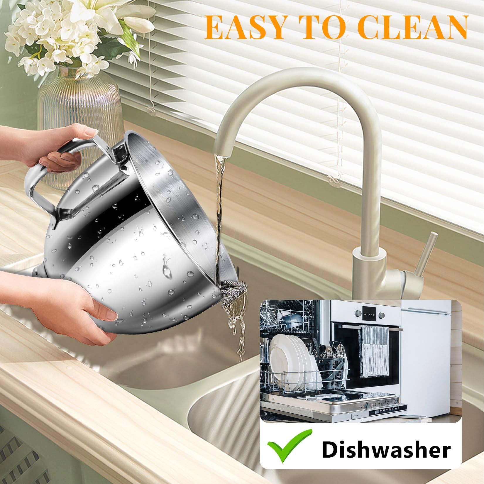 Jeasom 5Qt Kitchenaid Mixer Bowl, 304 Stainless Steel Mixing Bowl Replace For Kitchenaid Classic&Artisan 4.5/5Qt Tilt Head Mixer