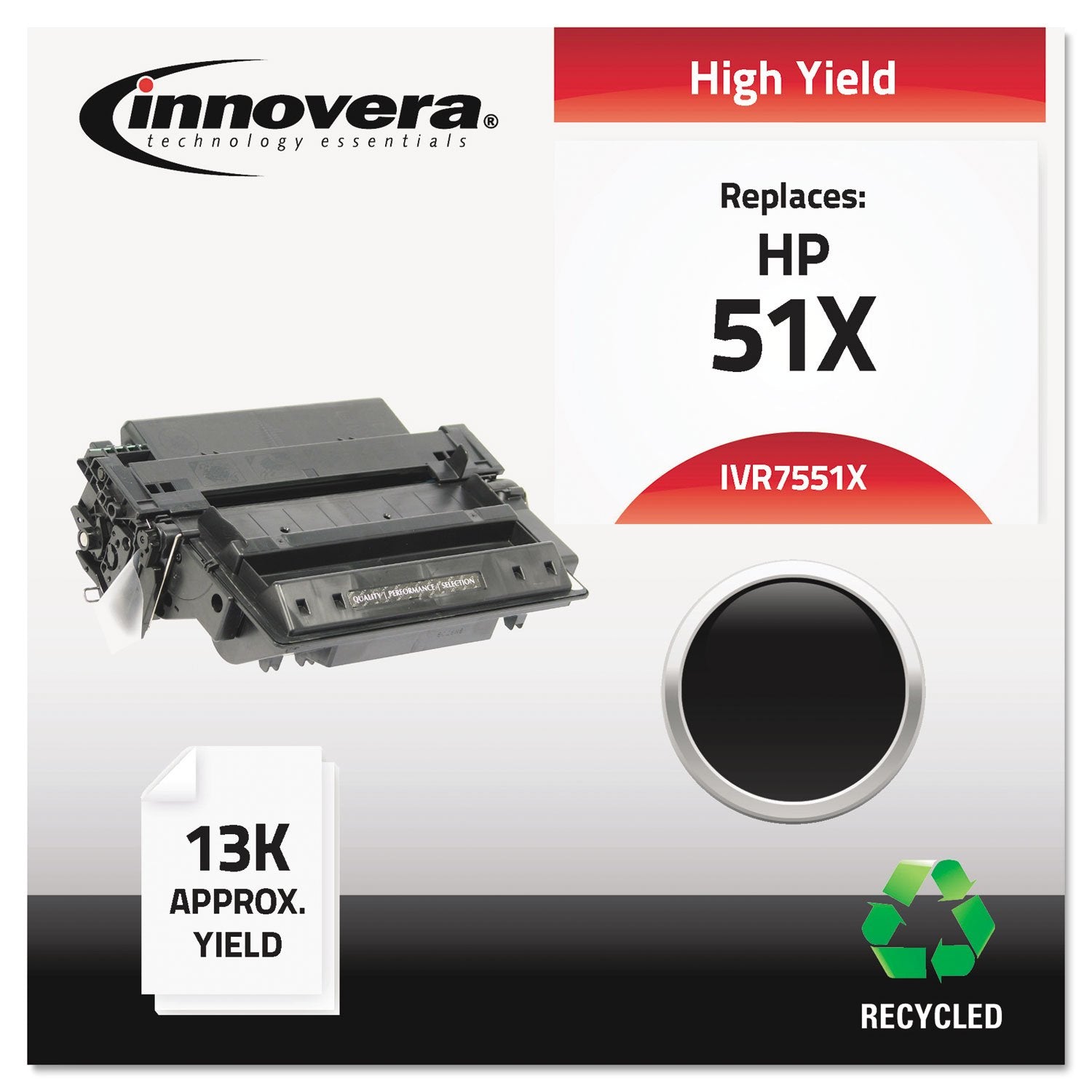 Innovera Remanufactured Black High Yield Toner, Replacement For 51X (Q7551X), 13,000 Page Yield