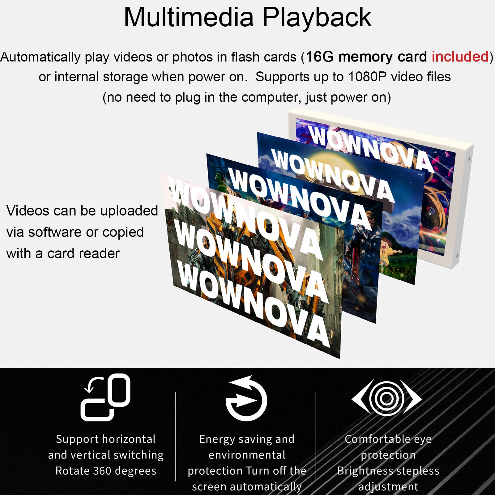 Wownova 5'' Computer Temp Monitor (Dynamic Theme Supported), Pc Temperature Display, Pc Sensor Panel For Pc Argb Computer Case,