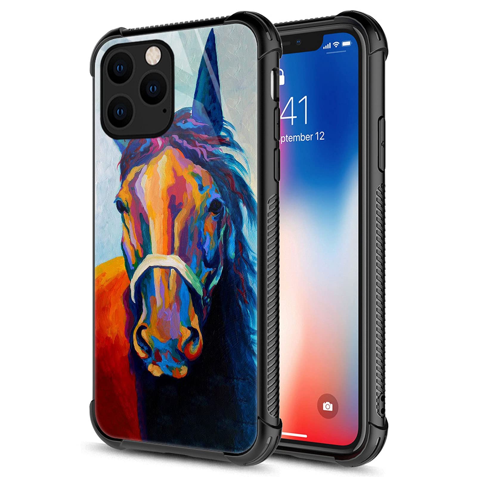 Carloca Compatible With Iphone 13 Case,Colorful Horse Graphic Design Shockproof Anti Scratch Drop Protection Case For Apple Ipho