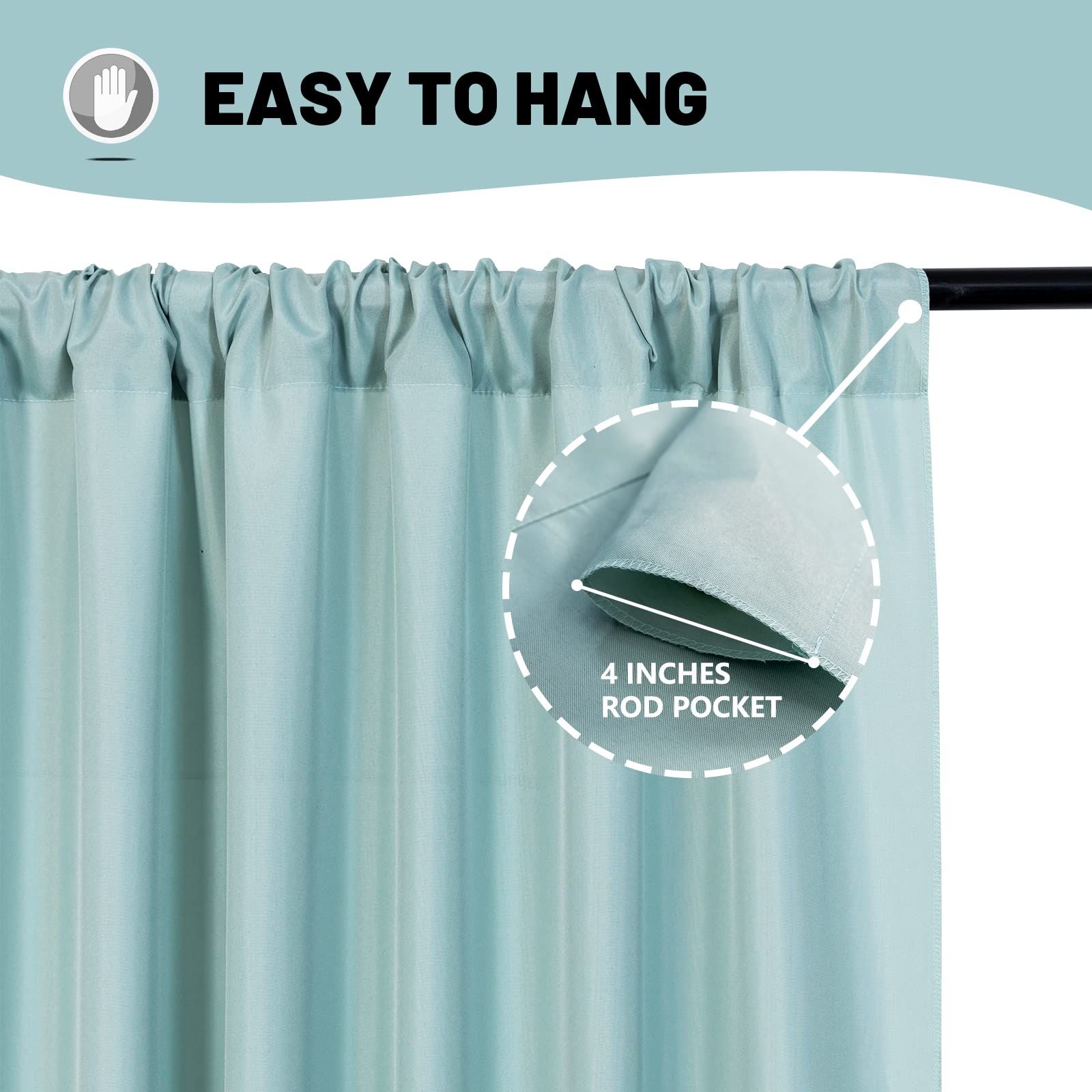Mysky Home 10Ft X 10Ft Curtains Light Green Backdrop Curtains For Parties Wedding Curtains Stage Curtains Rod Pocket Privacy Cur