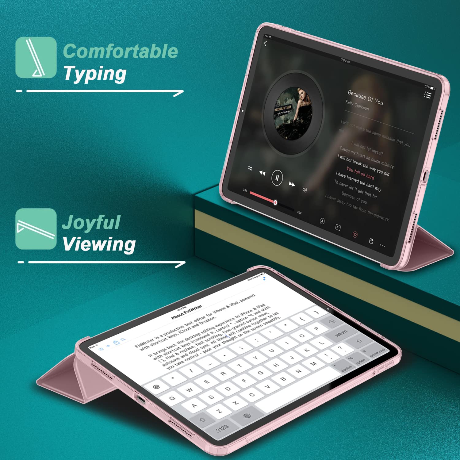 Imieet Ipad Air 11 Inch Case   Slim Cover With Translucent Frosted Hard Back [Support Touch Id] (Pink)