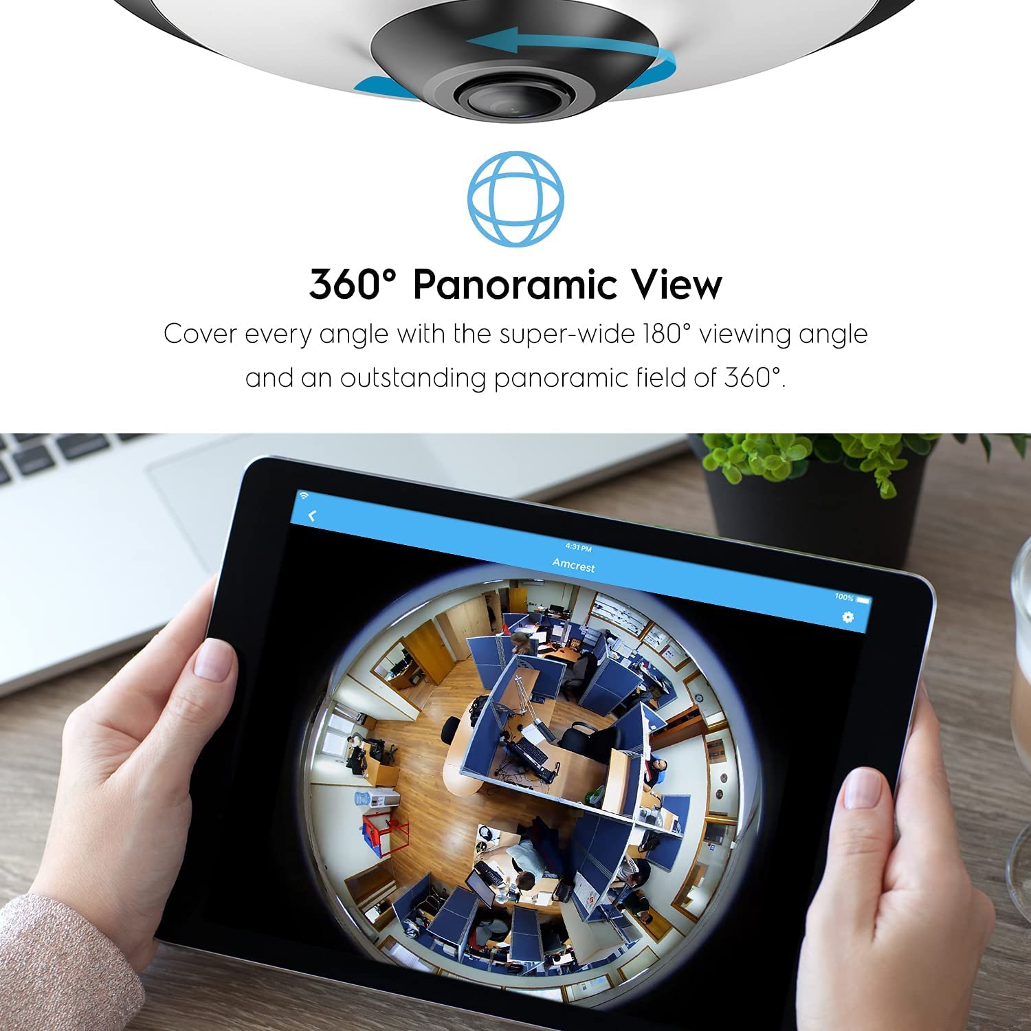 Amcrest Fisheye Ip Poe Camera, 360 Panoramic 5 Megapixel Poe Ip Camera, Fish Eye Security Indoor Camera, Ivs Features And People