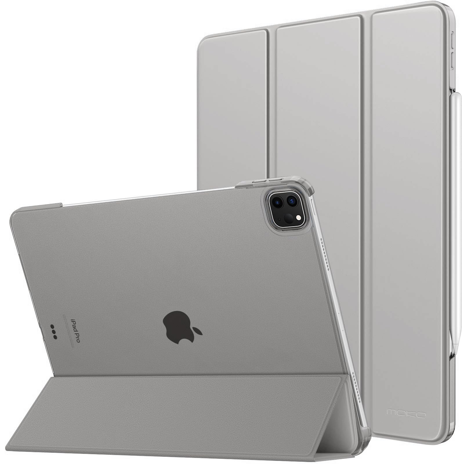 MoKo for iPad Air 13 Inch M2 Case 2024/ iPad Pro 12.9 Case (6th/5th Gen 2022/2021), Slim Smart Shell Translucent Frosted Hard PC Back Cover, Support Touch ID & Pencil Pro/2nd/USB C, Light Gray