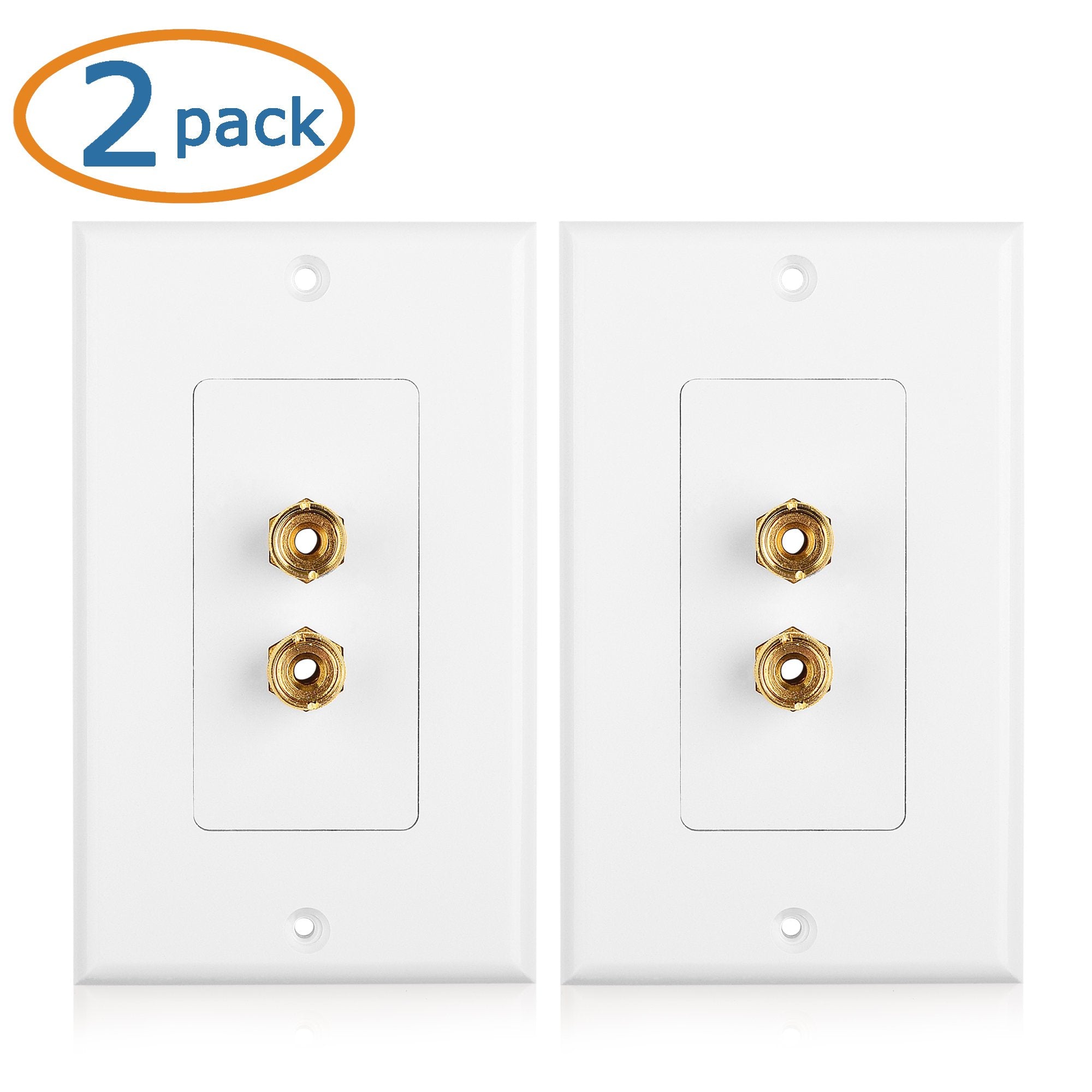Cable Matters 2 Pack Speaker Wire Wall Plate (Speaker Wall Plate, Banana Plug Wall Plate) for 1 Speaker in White