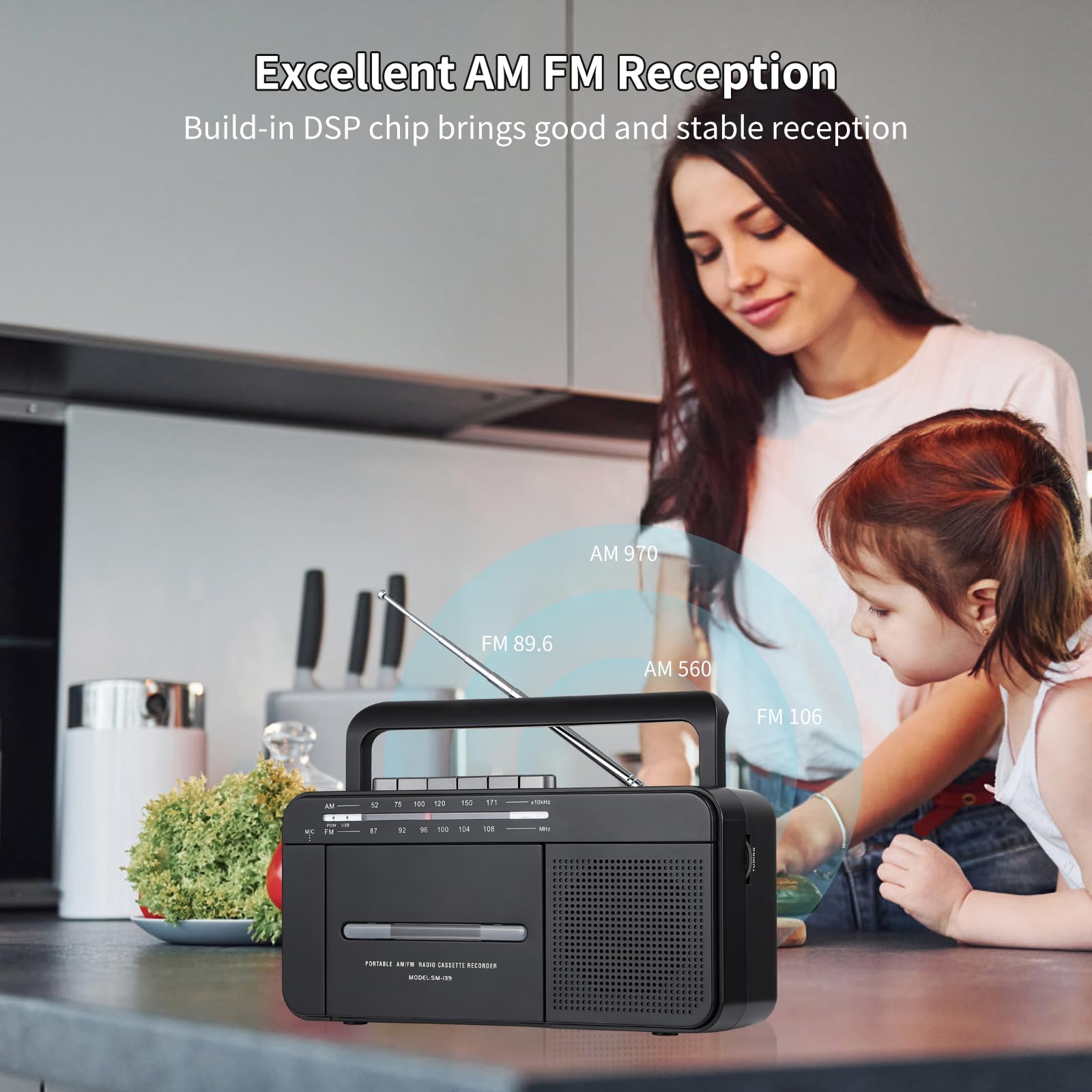 Semier Boombox Mp3 Conversion Cassette Tape Player Recorder Am Fm Radio, Cassette To Mp3 Digital Converter, Usb Recording, Built