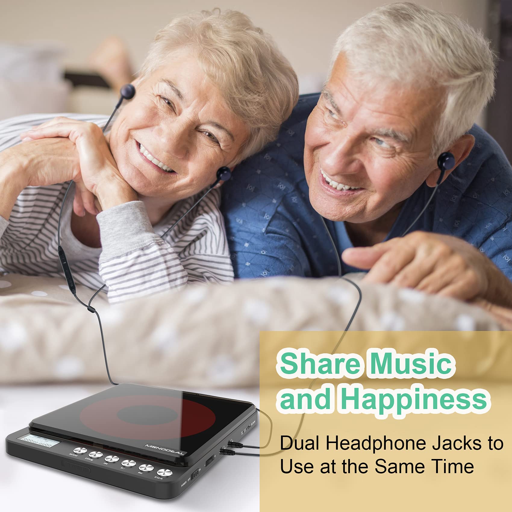 Portable Cd Player With Built In Speakers, Monodeal Rechargeable Cd Player For Car And Personal Use, Small Anti Skip Cd Player W