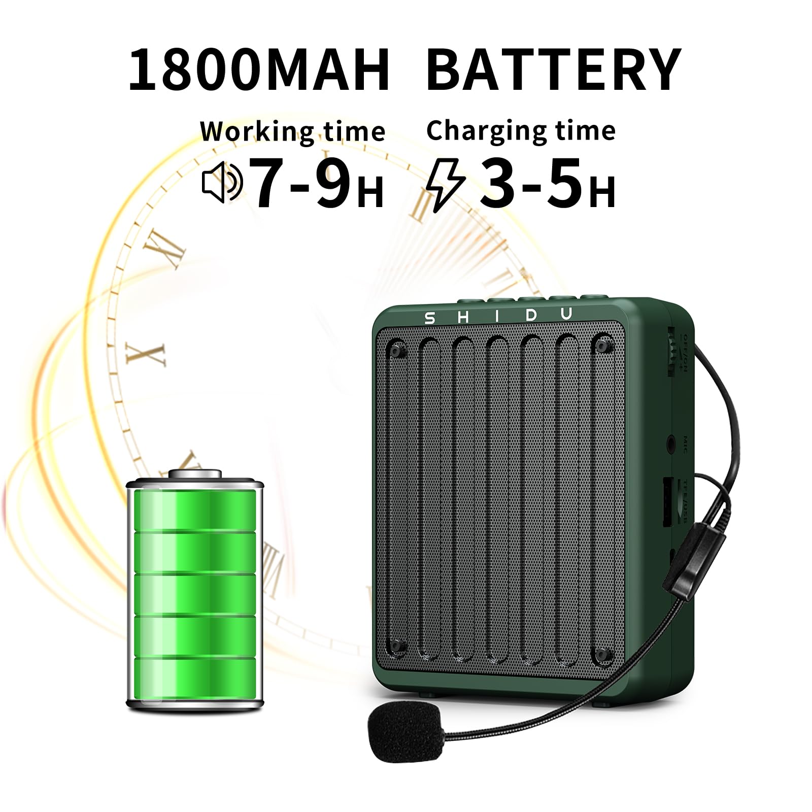 Shidu Bluetooth Voice Amplifier For Teachers, Portable Voice Amplifier With Wired Headset Microphone,Mini Personal Rechargeable