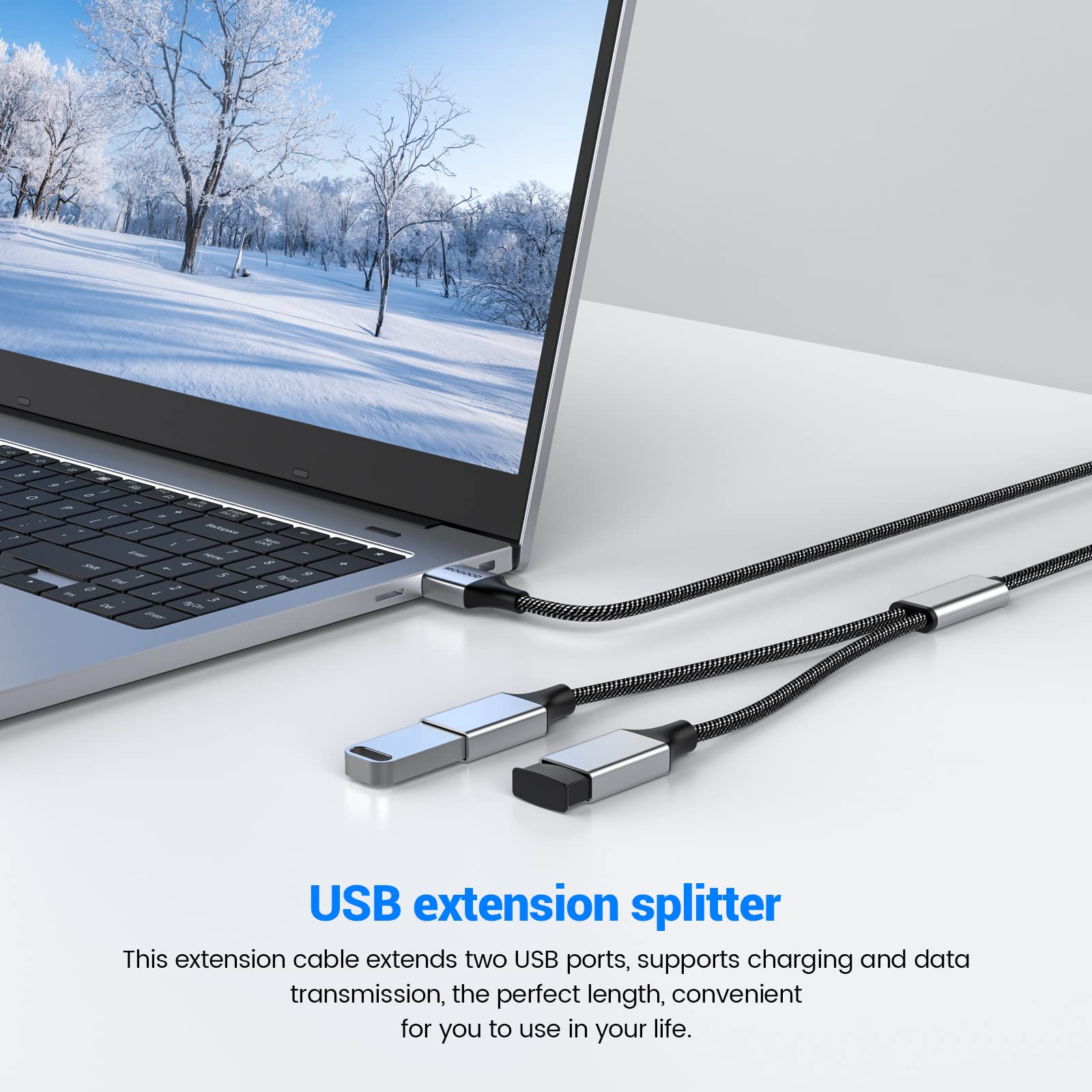 Mogood Usb Splitter Dual Usb Port Usb Extension Cable Usb Y Splitter Usb Power Splitter Double Usb Adapter Charger Cable Hub Adapter Dual Usb 2.0 Power Cord Extension Usb A Splitter For Laptop/Mac/Car