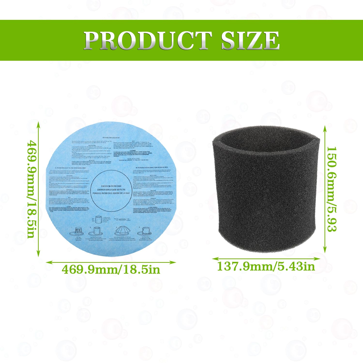 Eplzon 8Pcs Reusable Wet Dry 90107 Paper Disc Filter 4Pcs 90585 Foam Sleeve Filters For Most 5 Gallon And Larger Branded Wet/Dry