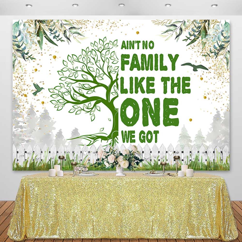 Sensfun 7X5Ft Family Reunion Backdrop Family Tree Together We Are Family Photography Background Green Leaves Glitter Dots Family