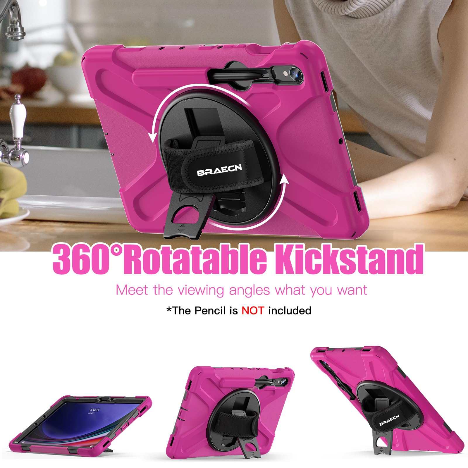 Braecnstock For Samsung Galaxy Tab S9 Fe/S9/S8/S7 5G Case 10.9''/11'' 2023/2022/2020 Shockproof Protective Tab S9 Fe/S9/S8/S7 Ki