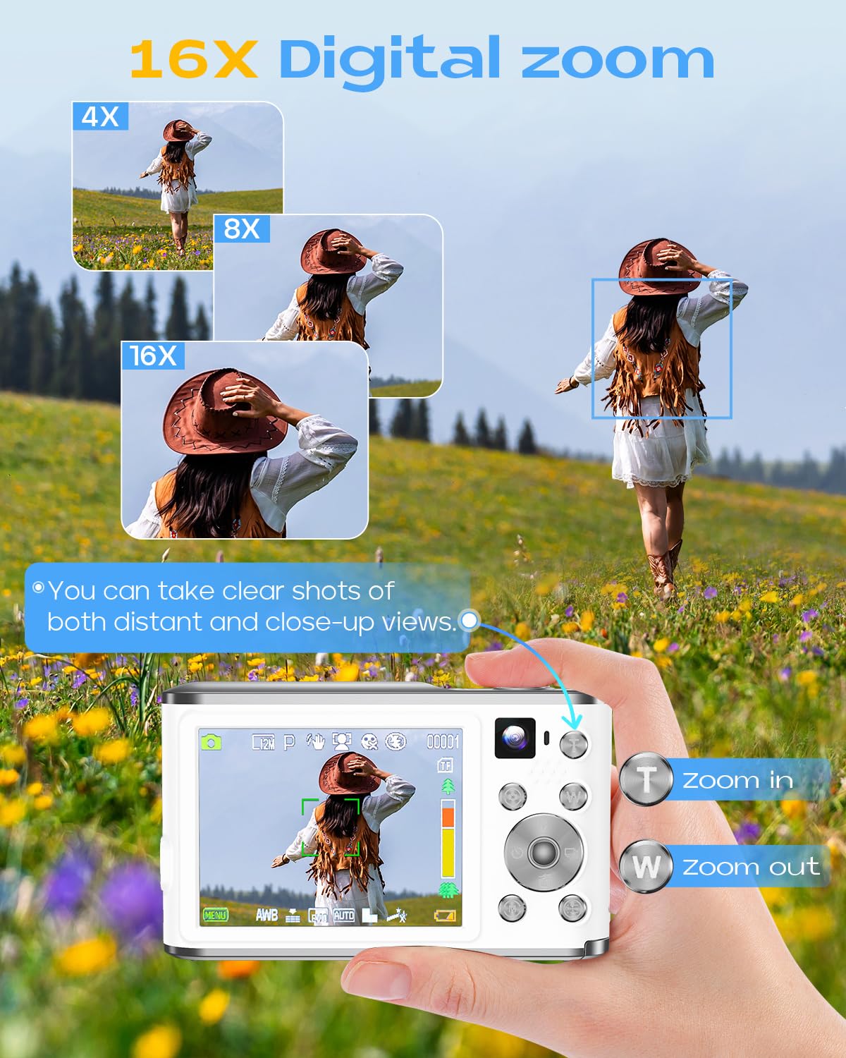 4K Digital Camera, Autofocus 48Mp Vlogging Camera For Photography Compact Point And Shoot Digital With 16X Zoom, 32Gb Card, 2.8