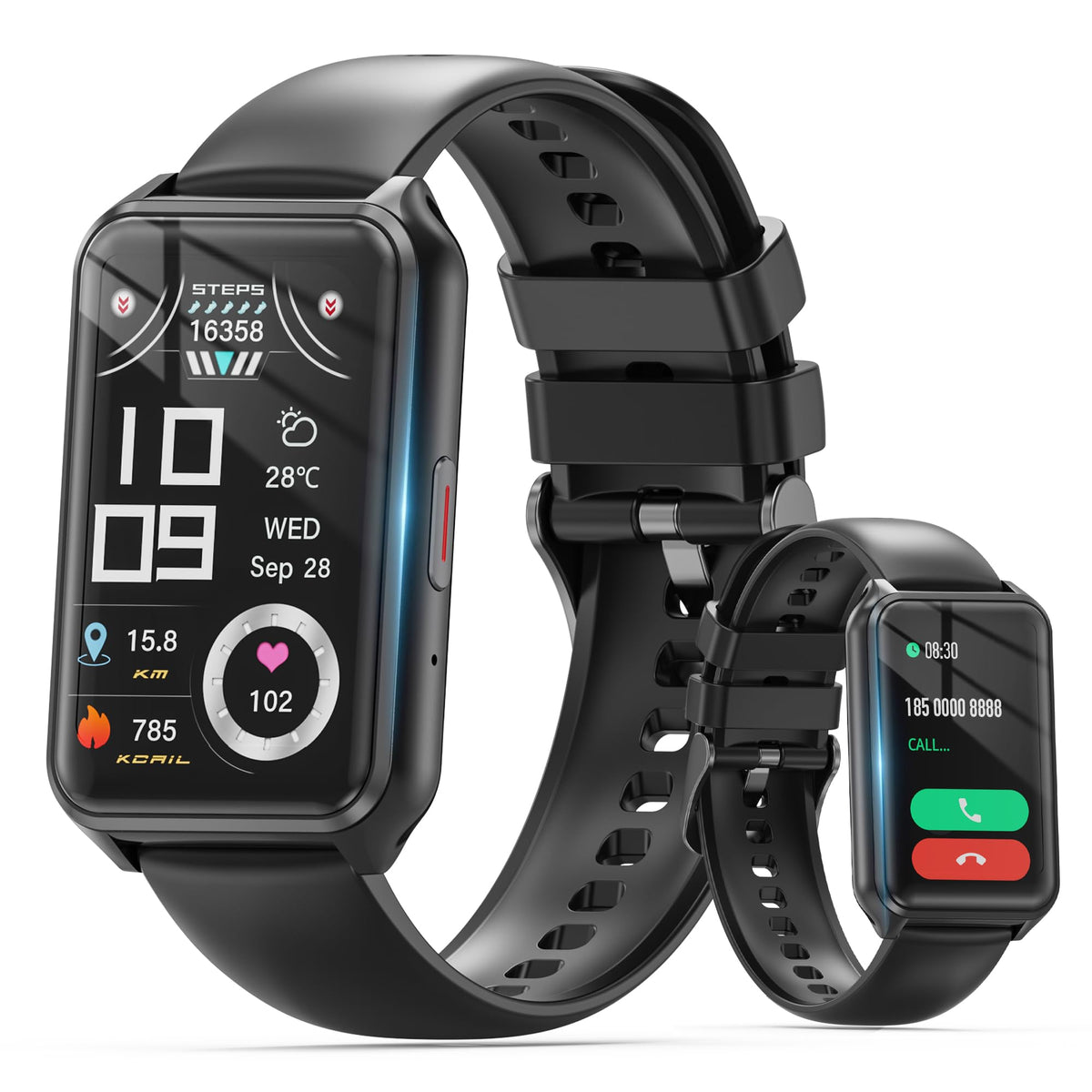 Glpyr Smart Watch With Fitness Tracker, 1.57-Inch Display, Answer Calls, Sleep Monitor, Ip68 Water Resistant (Black)