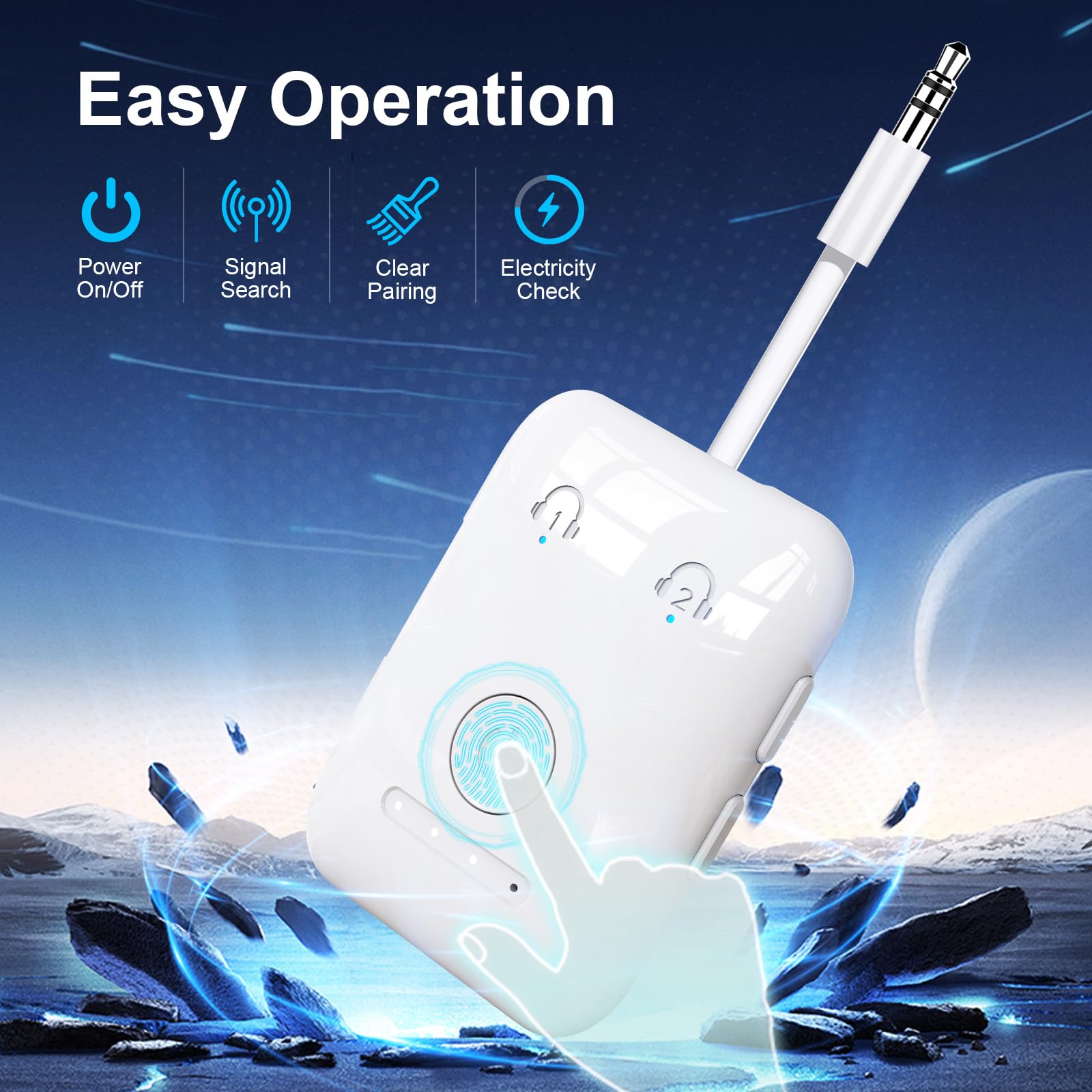 Premium Bluetooth 5.4 Transmitter, Airplane Wireless Adapter, Supports 2 Airpods/Headphones, Bluetooth Transmitter For Tv, Airpl