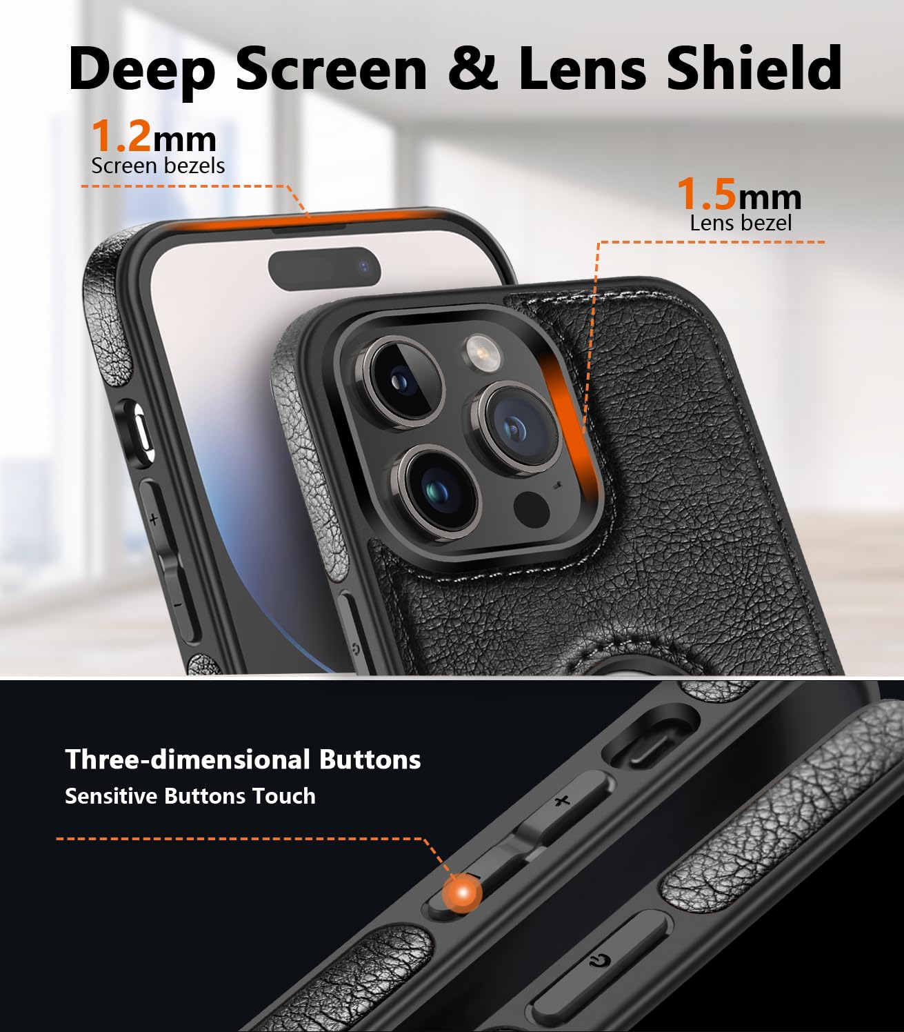 Wtcase Magnetic For Iphone 15 Pro Max Leather Case,Built In Invisible Stand [Compatible With Magsafe] Protective Slim Kickstand