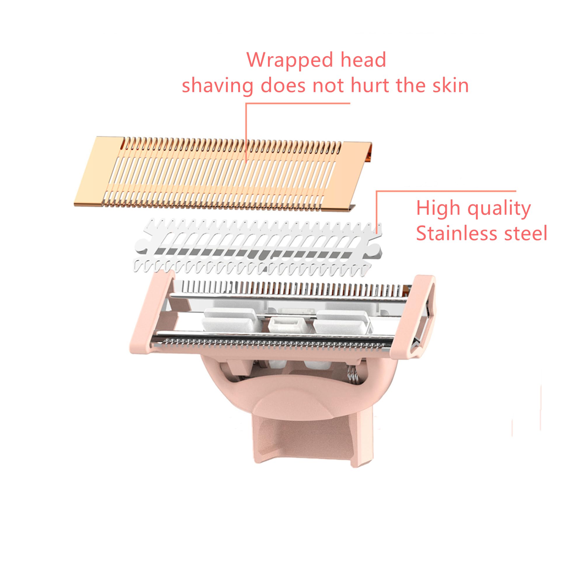 2 Pack Body Razor Replacement Heads For Flawless Nu Razor And Finish Touch Replacement Blades For Women,Rose Gold