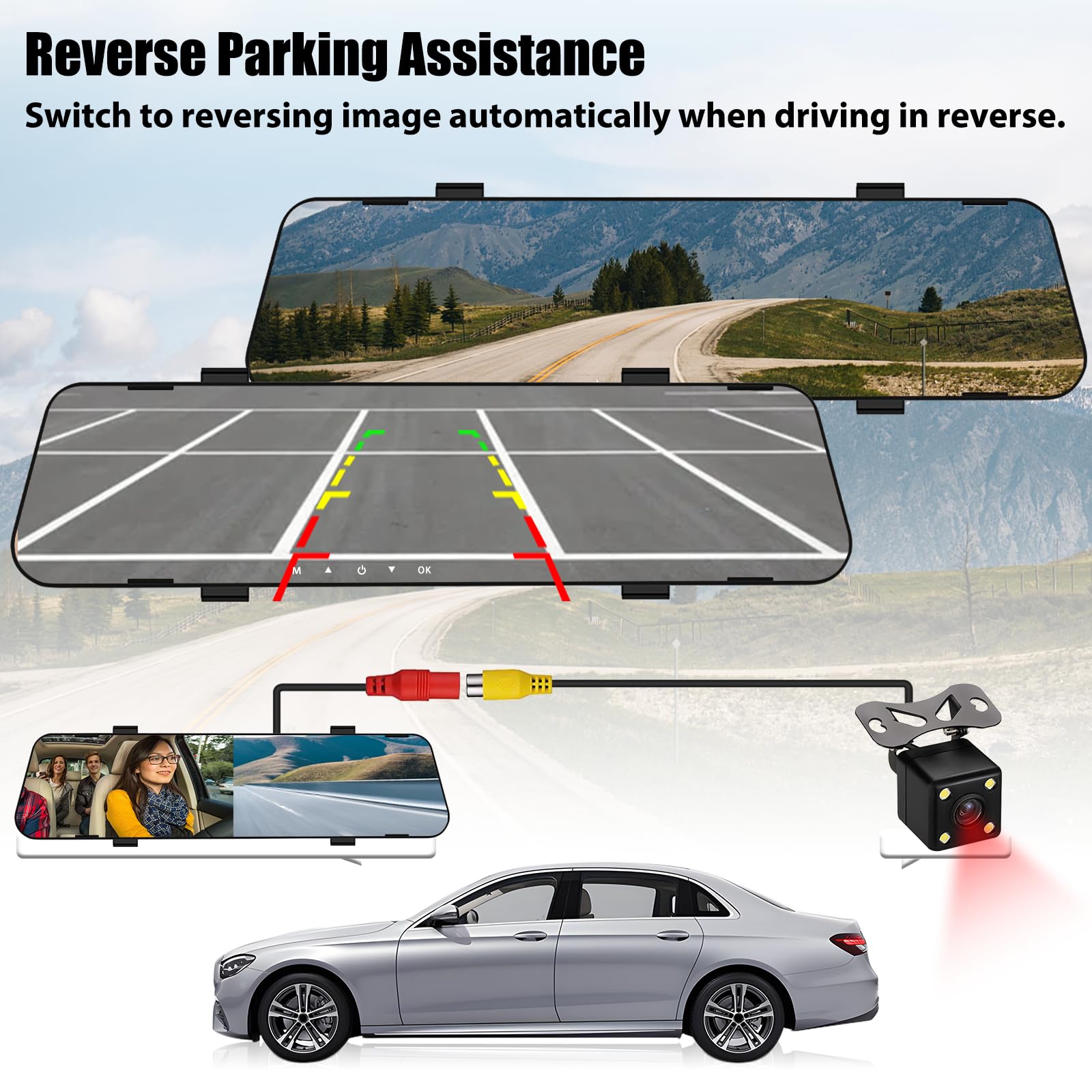 Mirror Dash Cam For Cars,4.5' Rear View Mirror 1080P Front And Rear View Dual Cameras,Super Night Vision,Parking Assistance,G Sensor,24H Parking Monitor, Waterproof Backup Camera Free 32Gb Card