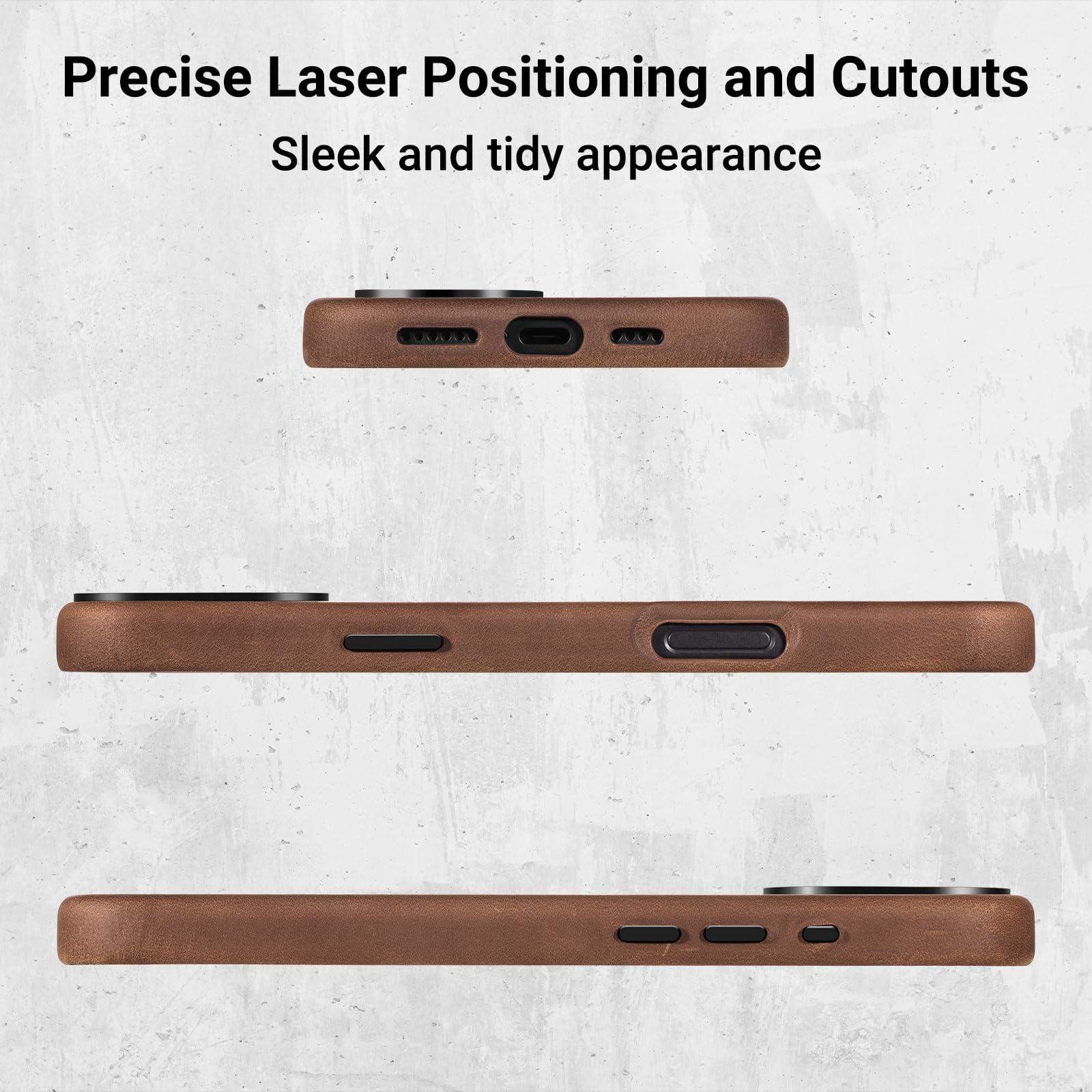 Belemay Compatible With Iphone 16 Leather Case, Compatible With Magsafe, Premium Crazy Horse Leather [Vintage Aesthetic] Comfort