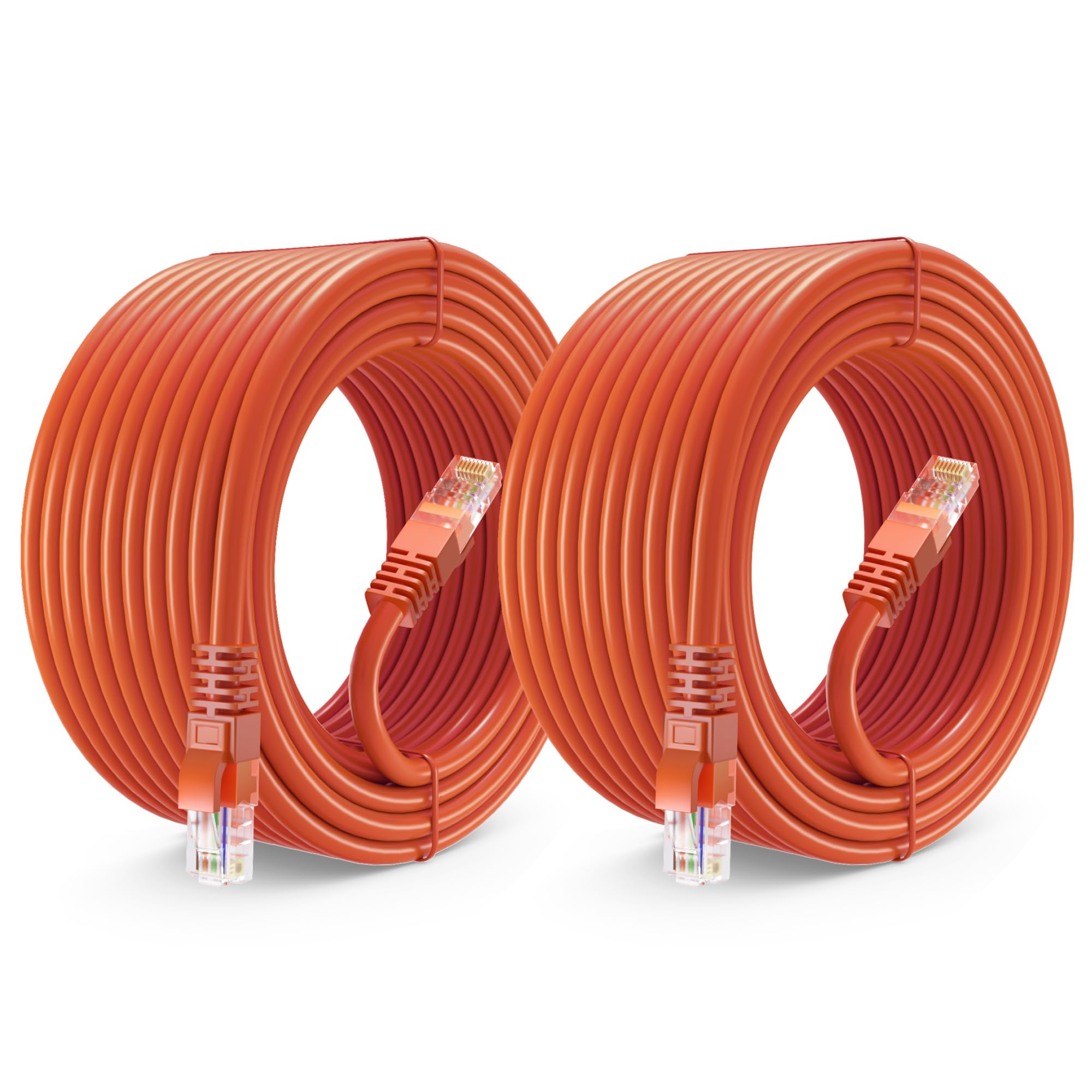 Maximm Cat 6 Ethernet Cable 40 Ft (2 Pack)   High Speed Lan Cable, Internet Cable, Patch Cable, And Network Cable   Utp, 10Gbps, 550Mhz Cat6 Cable   Orange