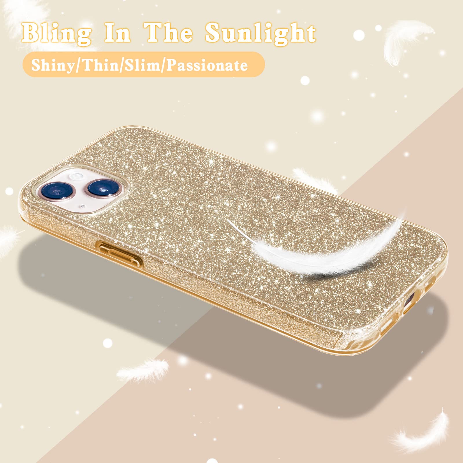 Mateprox Compatible With Iphone 14 Case Bling Sparkle Cute Girls Women Protective Cases Cover For Iphone 14 6.1'' 2022 (Gold)