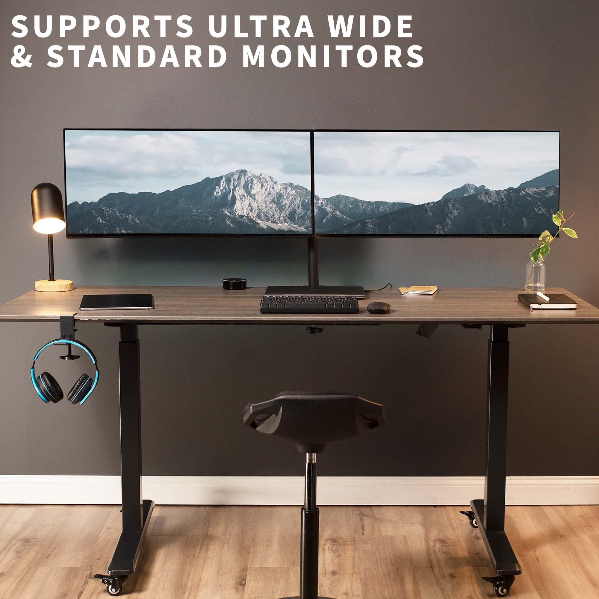 VIVO Full Motion Dual Monitor Desk Mount Clamp Stand VESA, Double Center Arm Joint, Holds 2 Screens up to 34 inches, STAND V102D