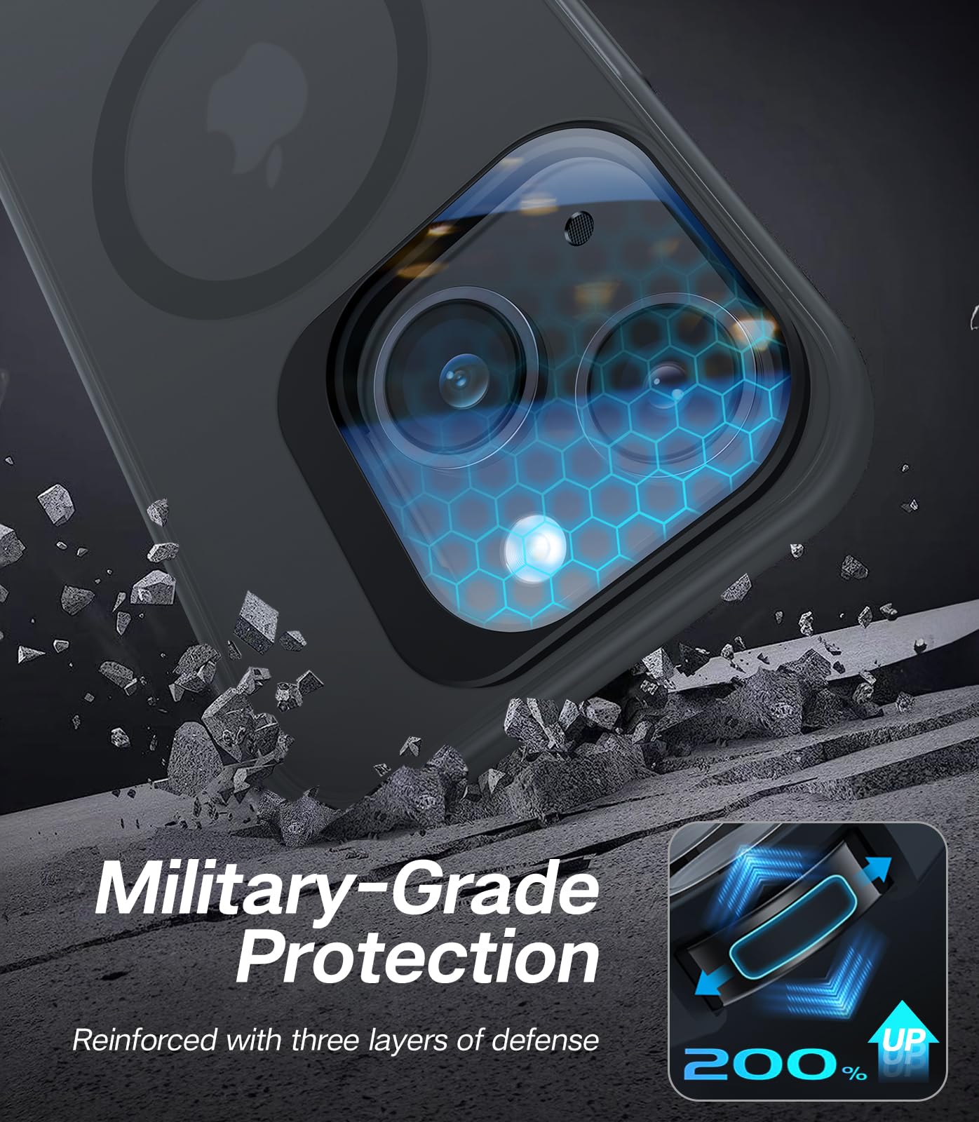 Vofata For Iphone 15 Case With Metal Camera Stand [Built In 9H Camera Lens Protector][Compatible With Magsafe] Military Grade Sh