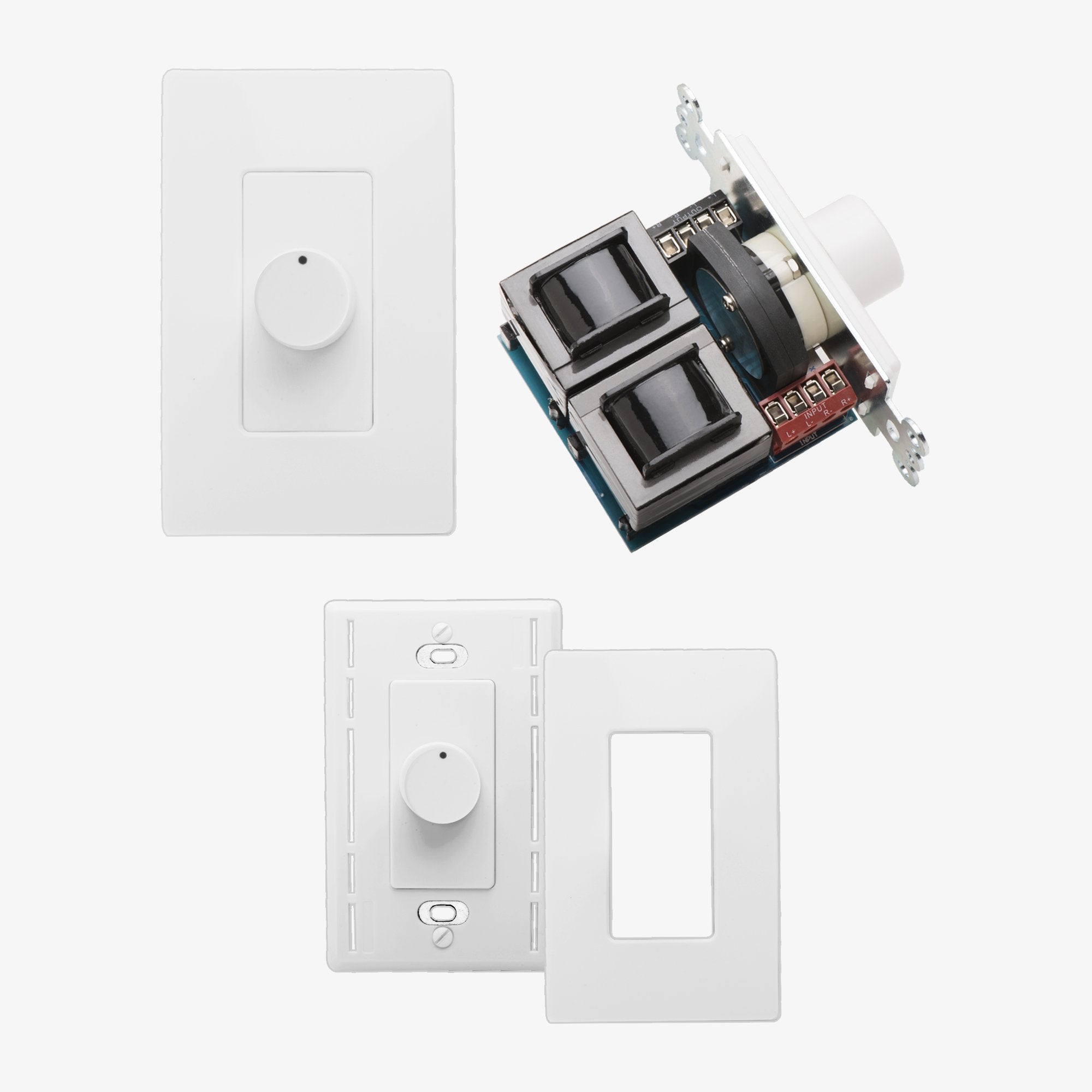 OSD 100W Sleek, Modern, Minimalist Design In Wall Volume Control, Rotary Knob White Impedance Matching SLK100
