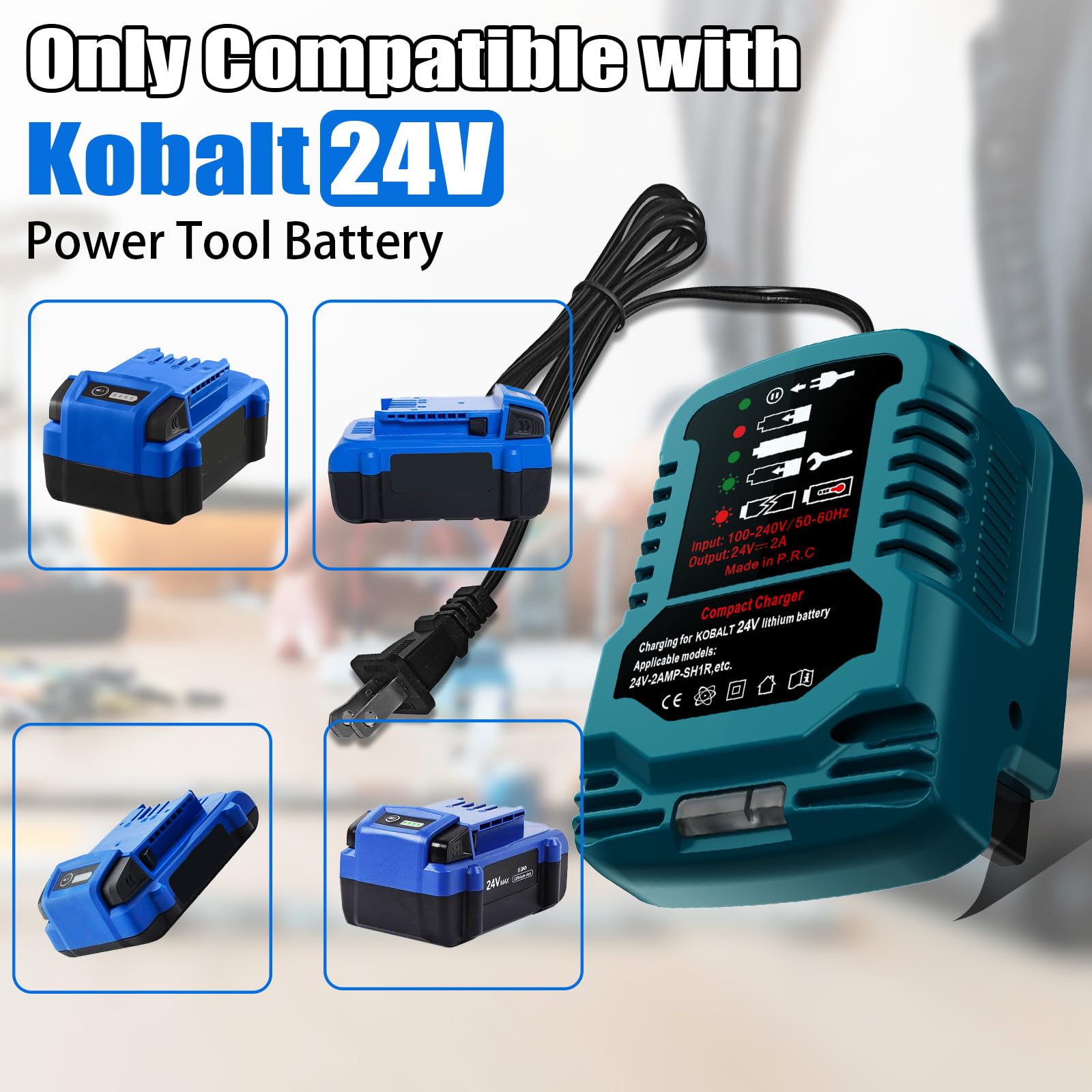 URUN Fast Charger for Kobalt 24V Max Batteries - Compatible with KB624-03, KB524-03, KB424-03, KB224-03 Series Power Tools