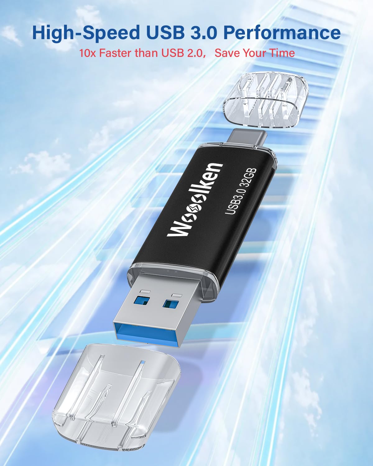 Usb C Flash Drive 32Gb, Wooolken Usb 3.0 Dual Drive Type C Flash Drive Thumb Drive Otg Usb Flash Drive For Iphone 15/Android Sma