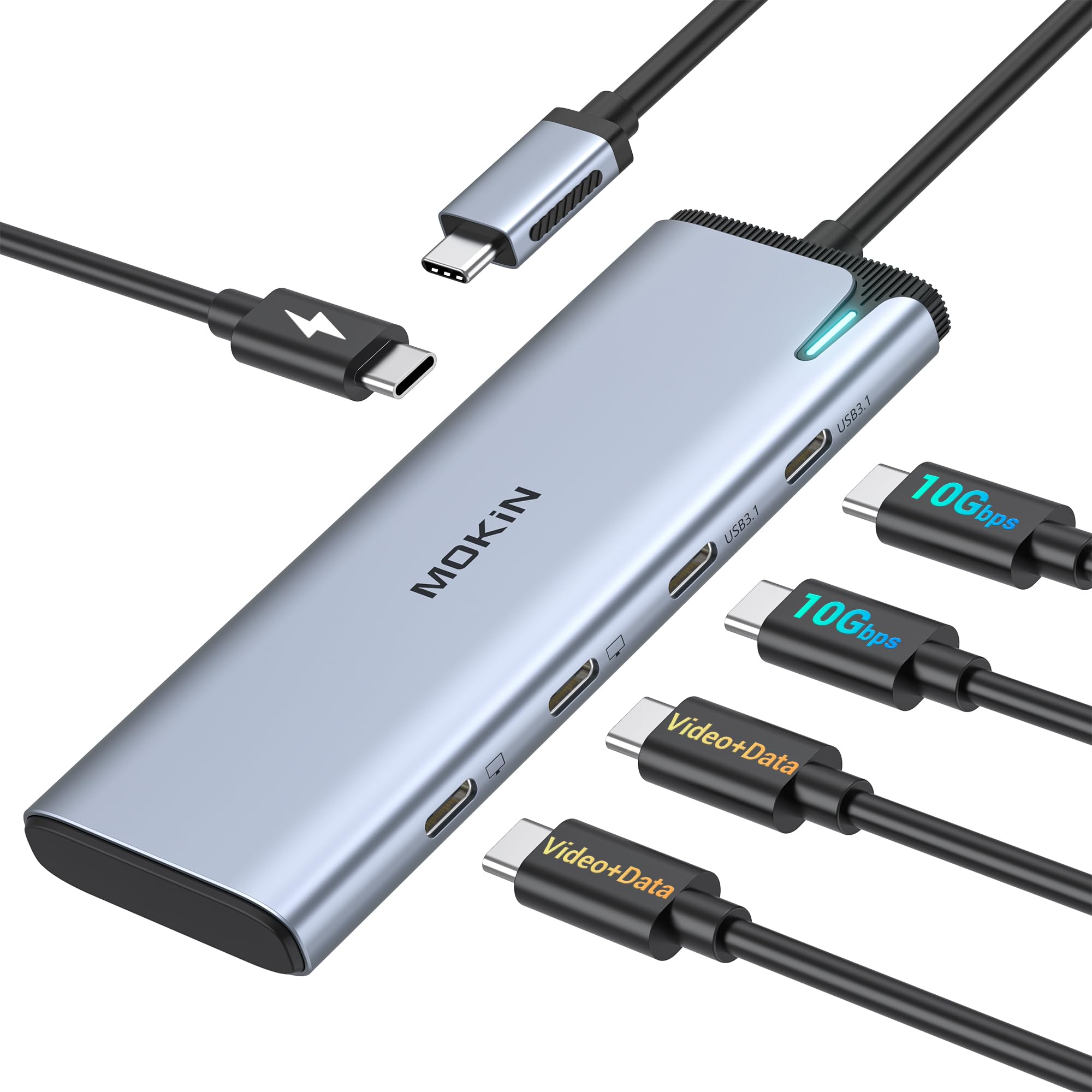 USB C to USB C Hub Dual Monitor, USBC Splitter with 4K@60Hz DP Alt Mode Video Output, 10Gbps Data Transfer, 100W PD Charging, Du