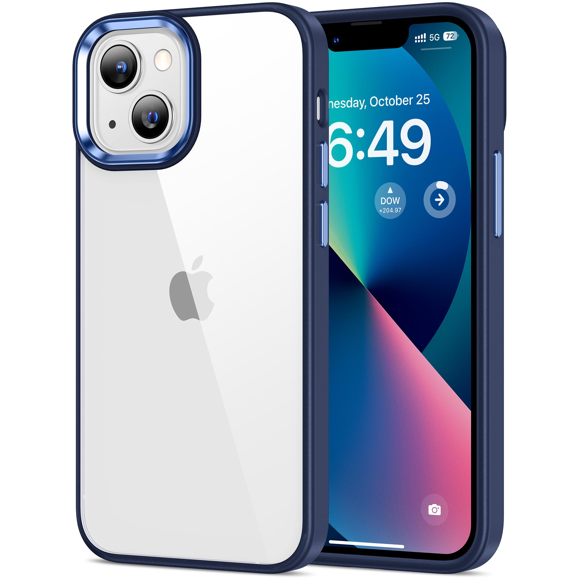 HOOMIL Case for iPhone 13 Mini 5.4-Inch, Non-Yellowing, Drop Protection, Anti-Scratch Transparent Hard Back Phone Cover - Blue