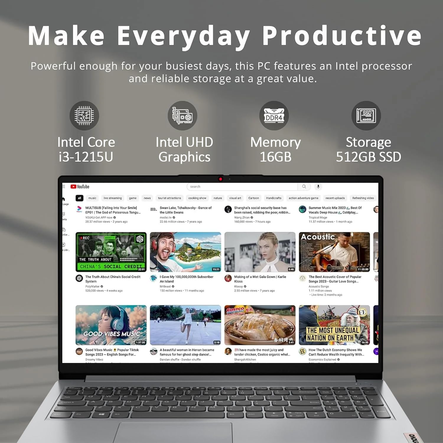 Lenovo Newest 15.6'' Fhd Laptop, 12Th Gen Intel Core I3 1215U 6 Core Processor(Up To 4.4Ghz), 16Gb Memory, 512Gb Pcie Ssd, Hdmi,